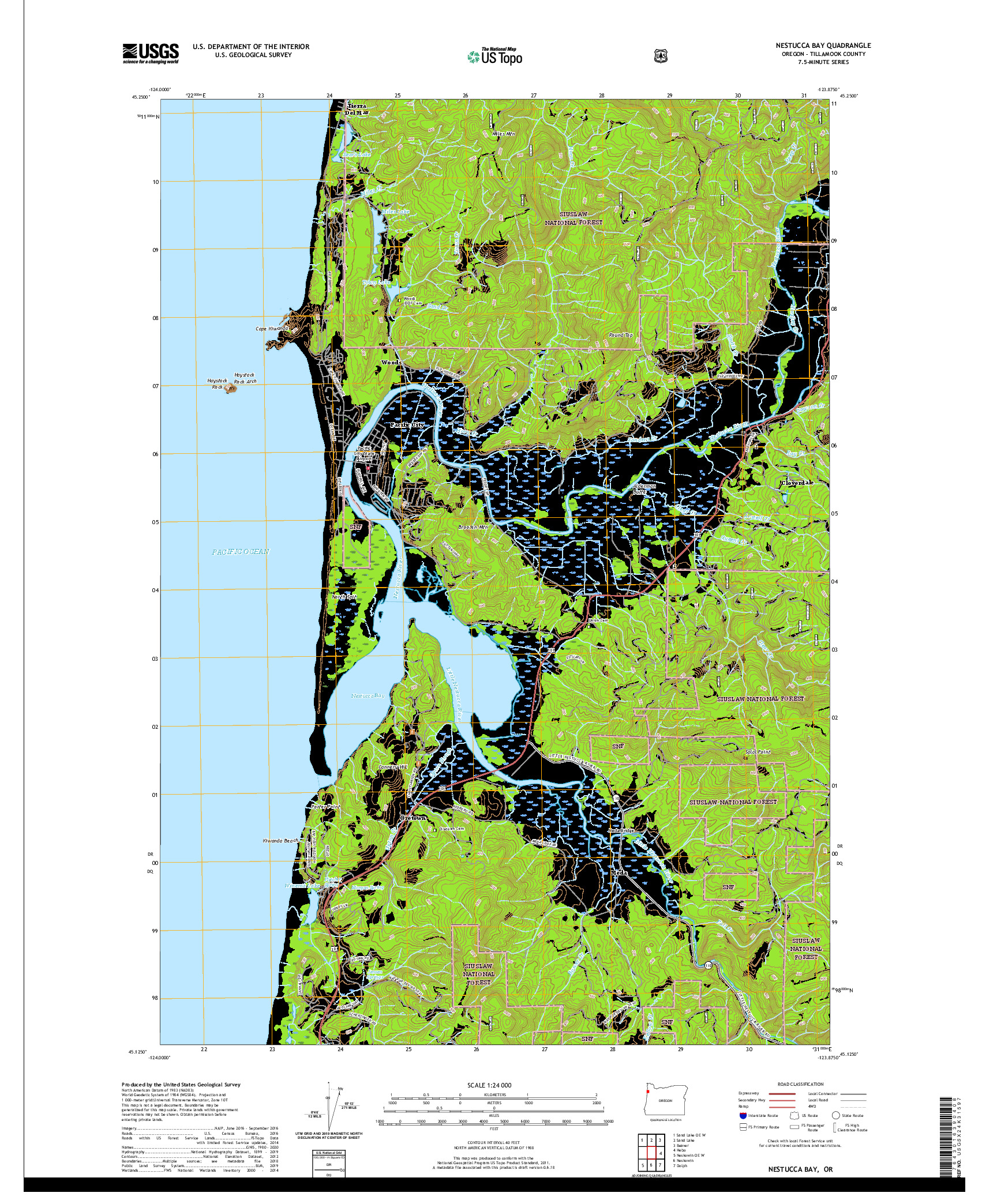 USGS US TOPO 7.5-MINUTE MAP FOR NESTUCCA BAY, OR 2020