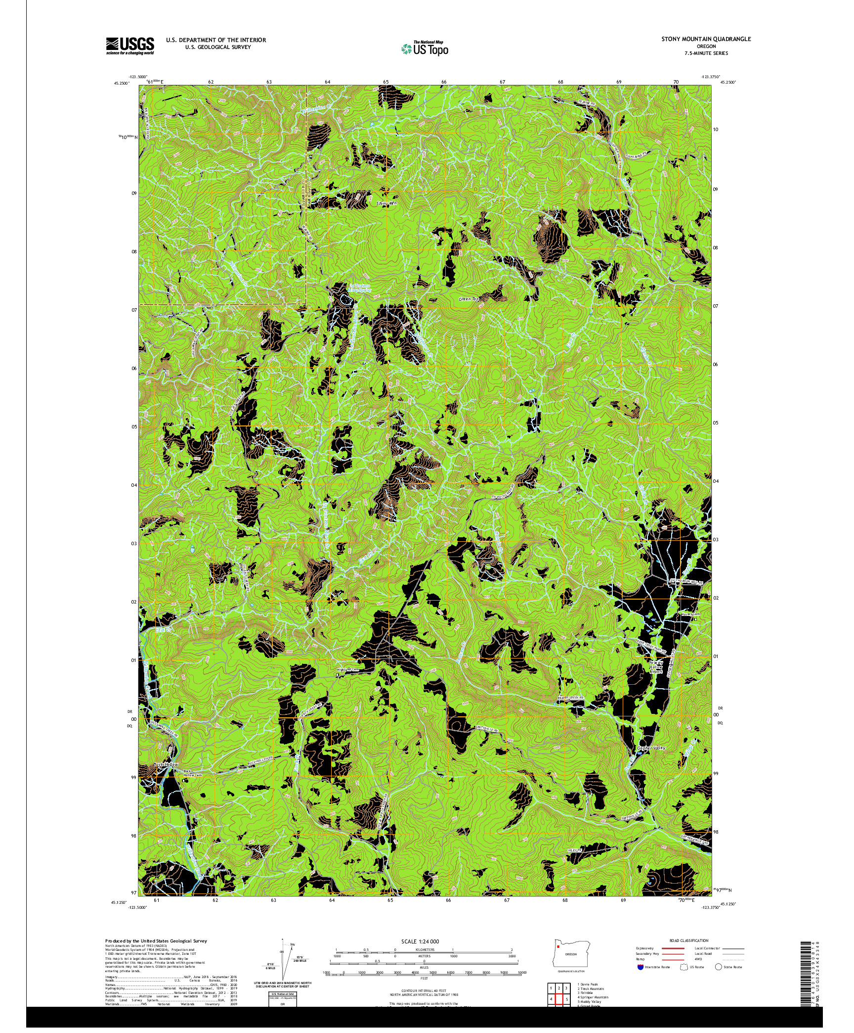 USGS US TOPO 7.5-MINUTE MAP FOR STONY MOUNTAIN, OR 2020