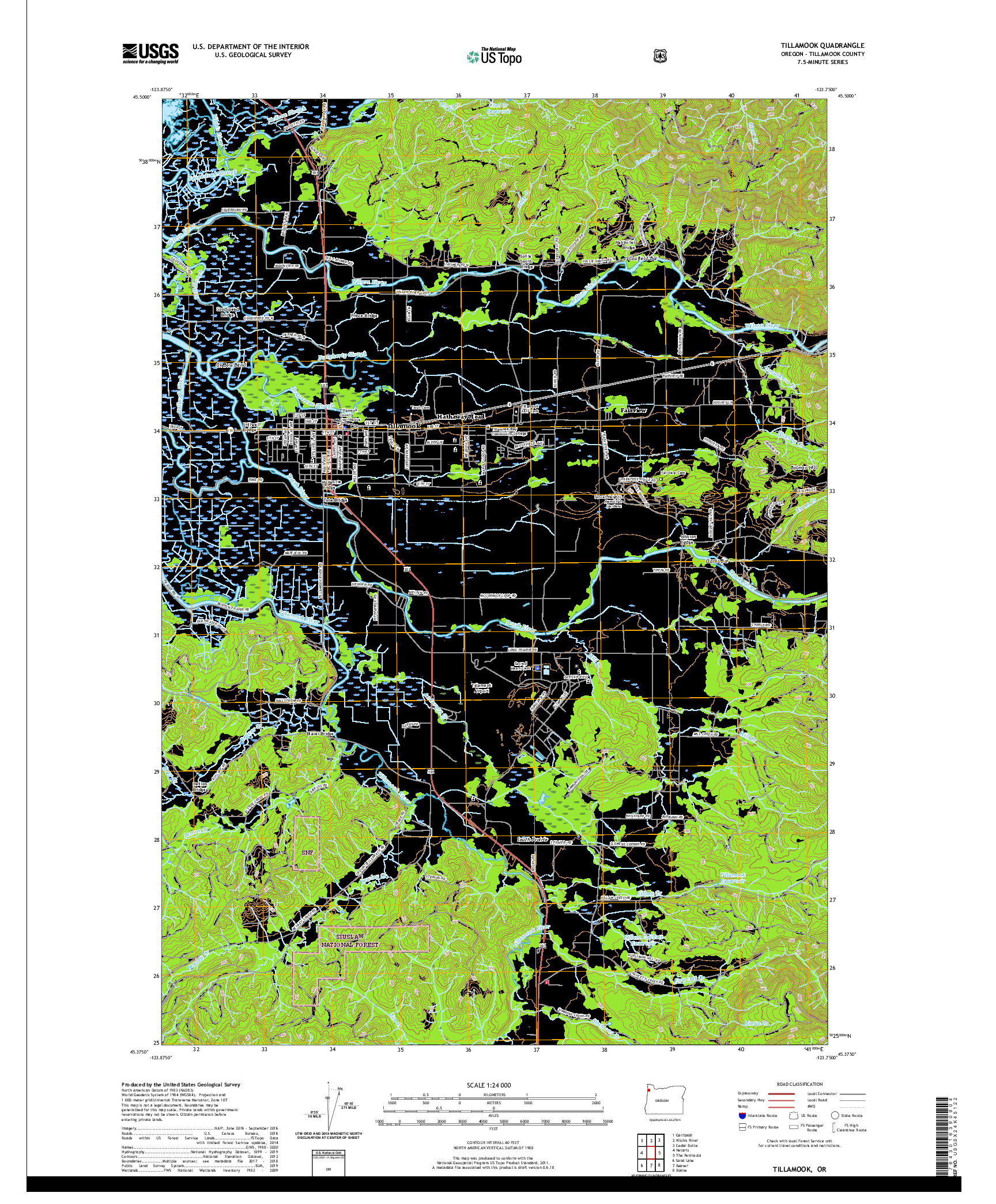 USGS US TOPO 7.5-MINUTE MAP FOR TILLAMOOK, OR 2020