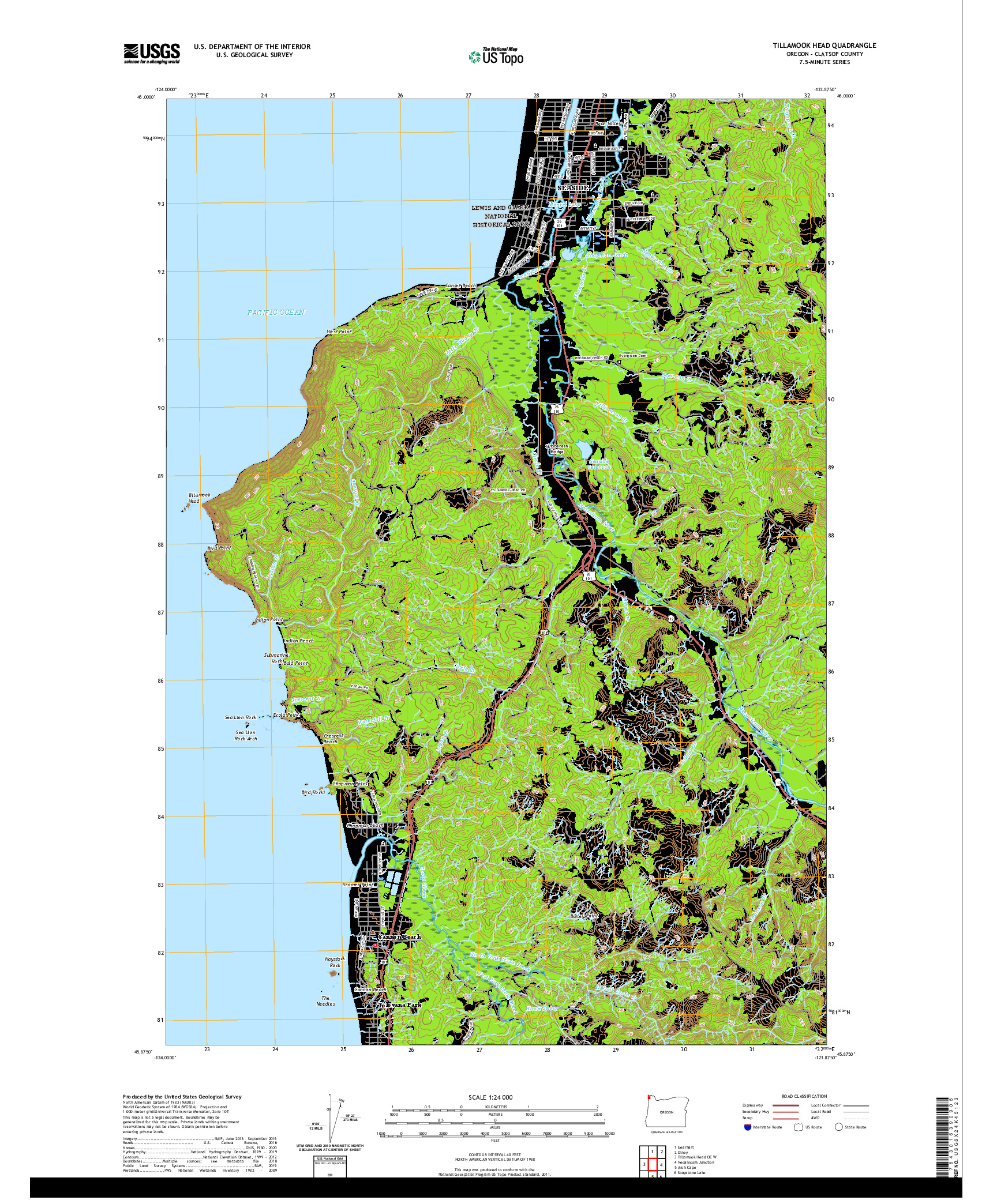 USGS US TOPO 7.5-MINUTE MAP FOR TILLAMOOK HEAD, OR 2020