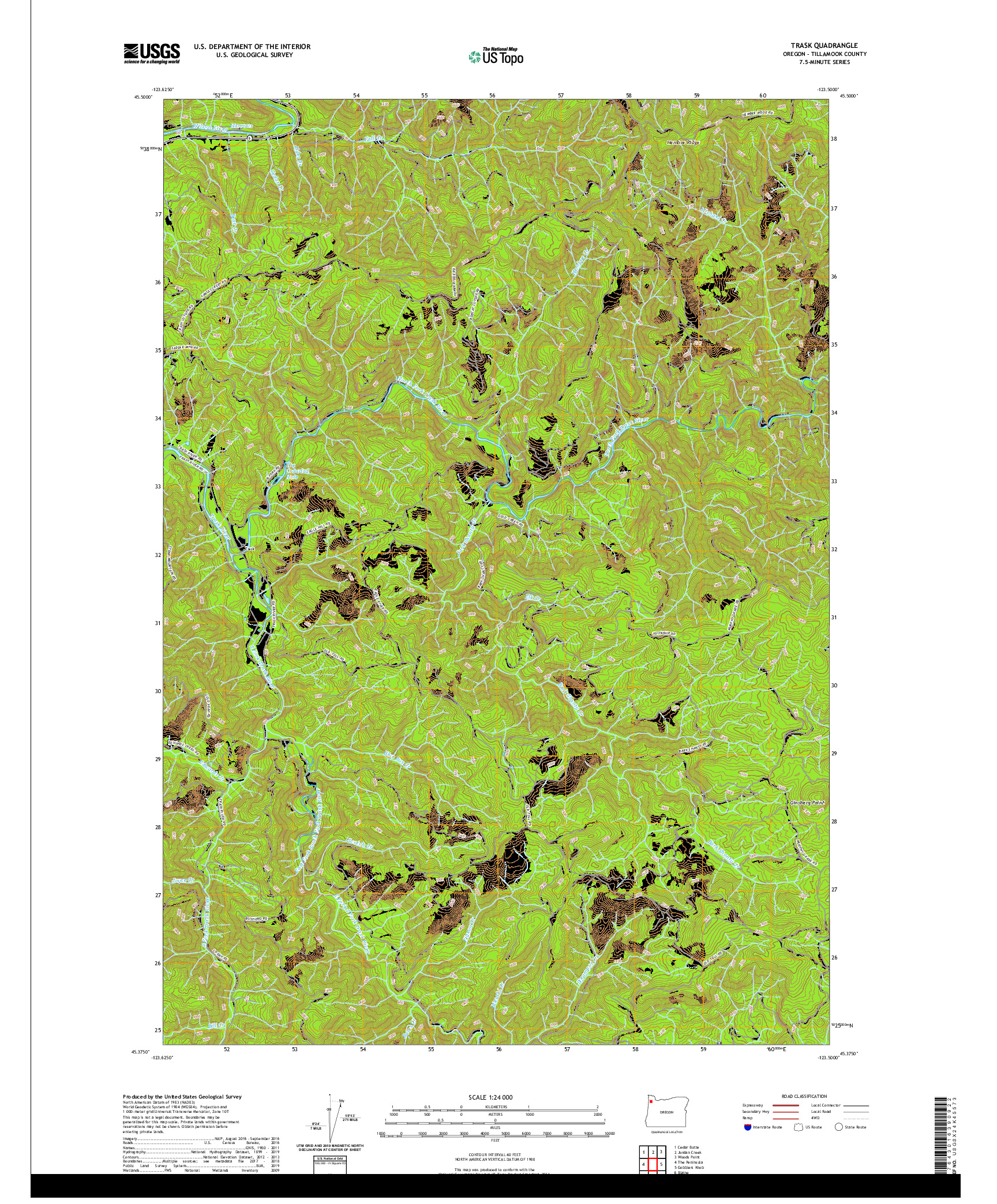 USGS US TOPO 7.5-MINUTE MAP FOR TRASK, OR 2020