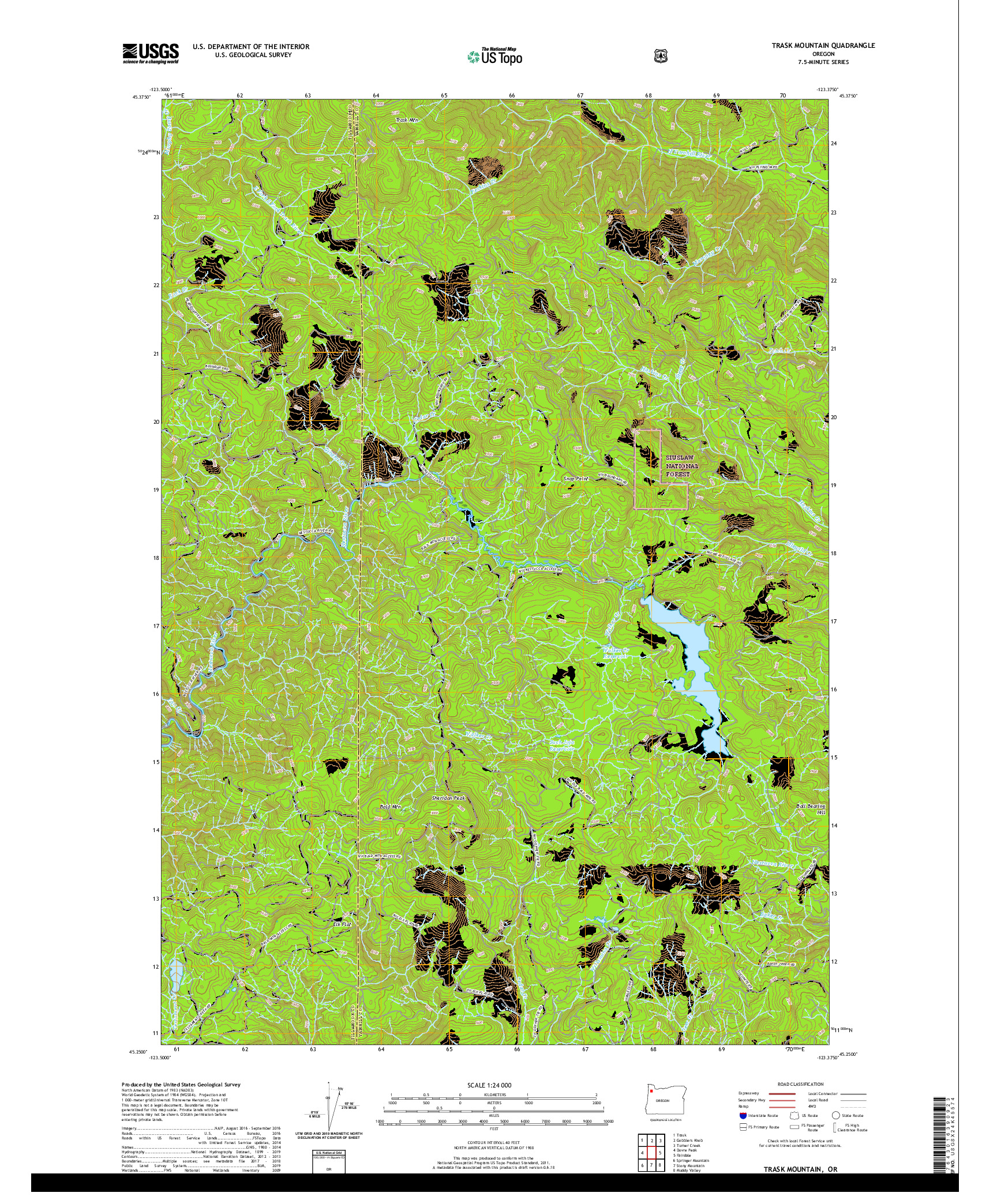 USGS US TOPO 7.5-MINUTE MAP FOR TRASK MOUNTAIN, OR 2020