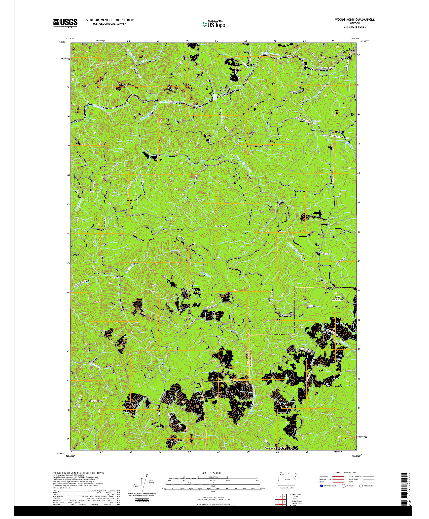 USGS US TOPO 7.5-MINUTE MAP FOR WOODS POINT, OR 2020