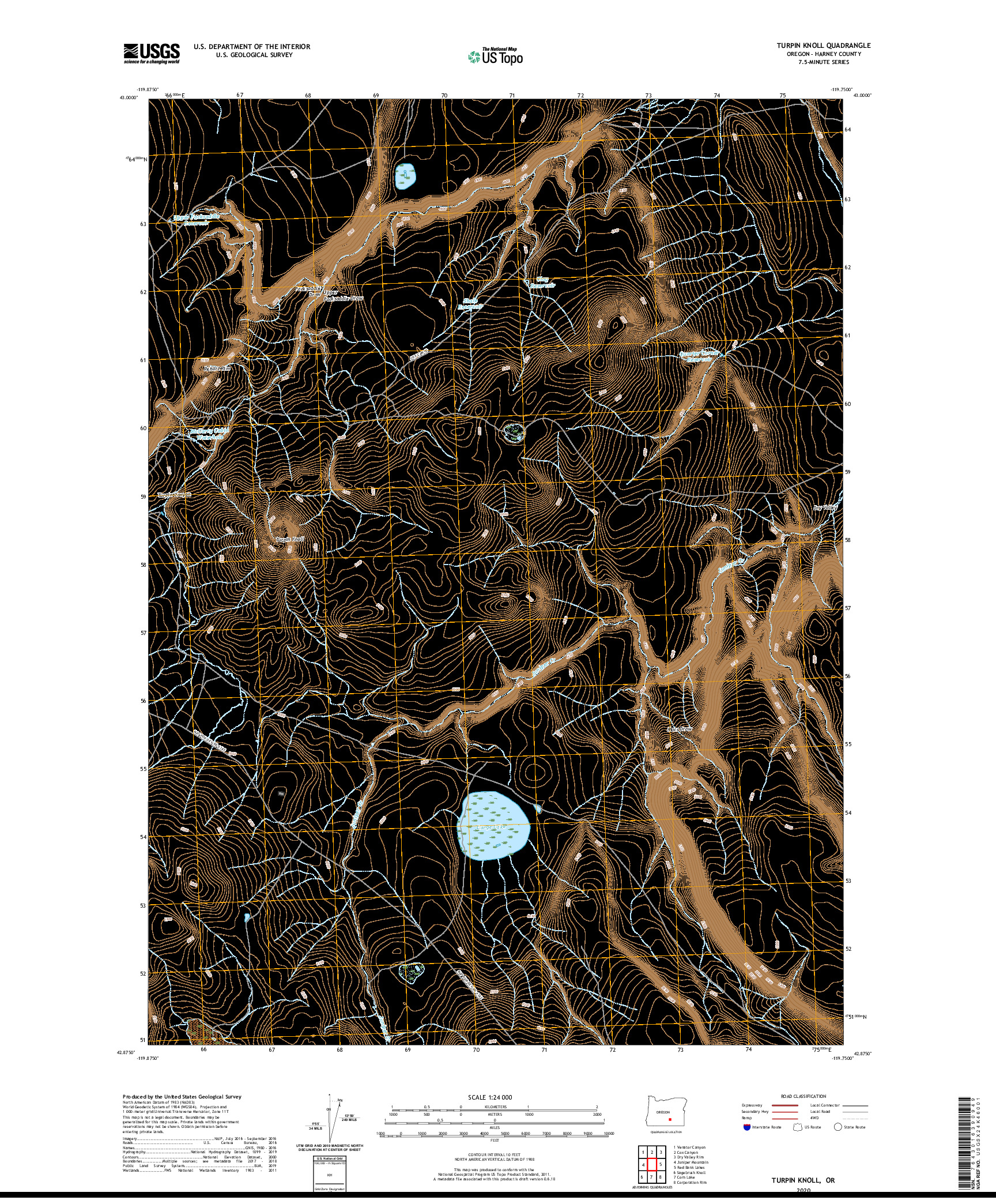 USGS US TOPO 7.5-MINUTE MAP FOR TURPIN KNOLL, OR 2020