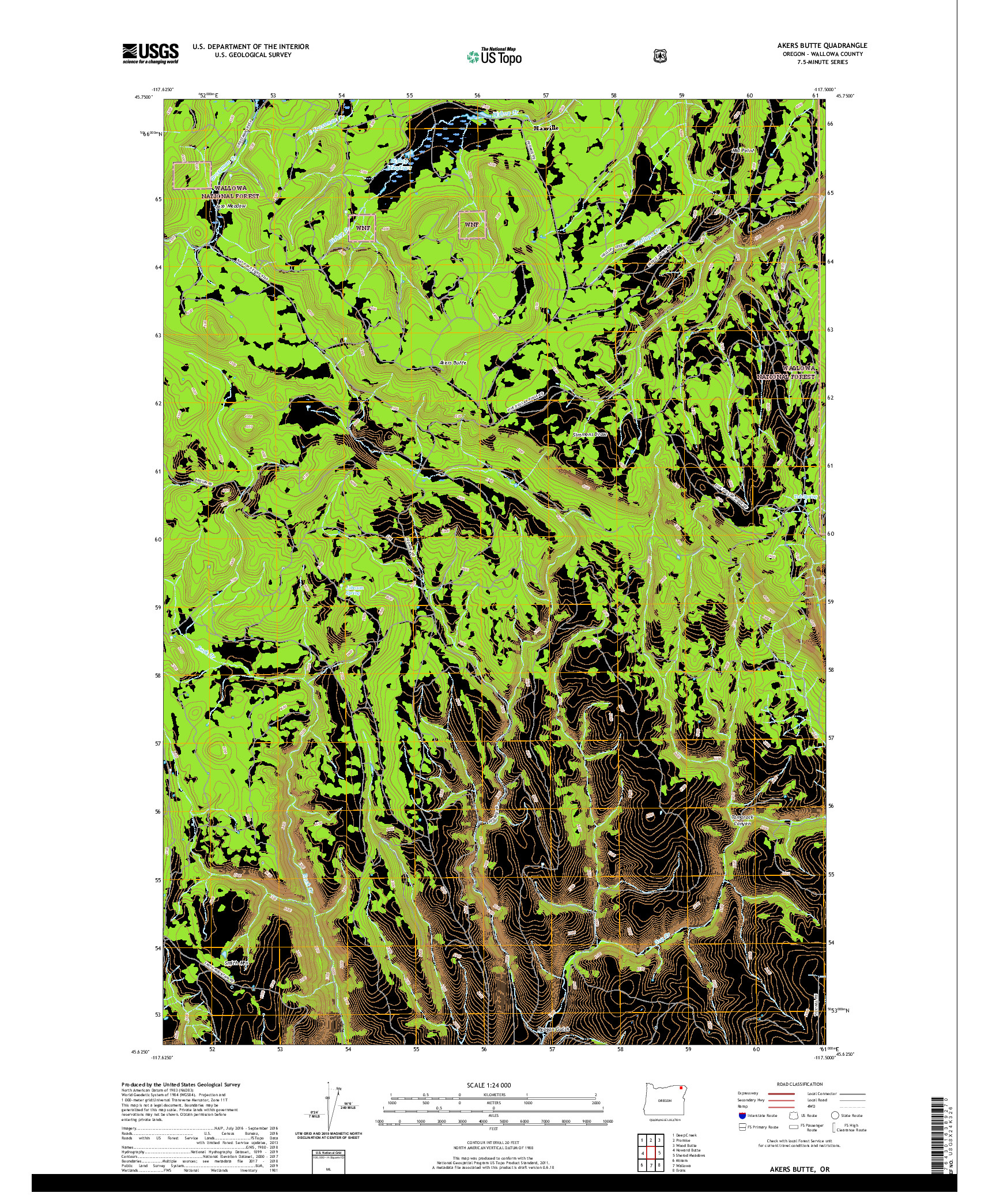 USGS US TOPO 7.5-MINUTE MAP FOR AKERS BUTTE, OR 2020