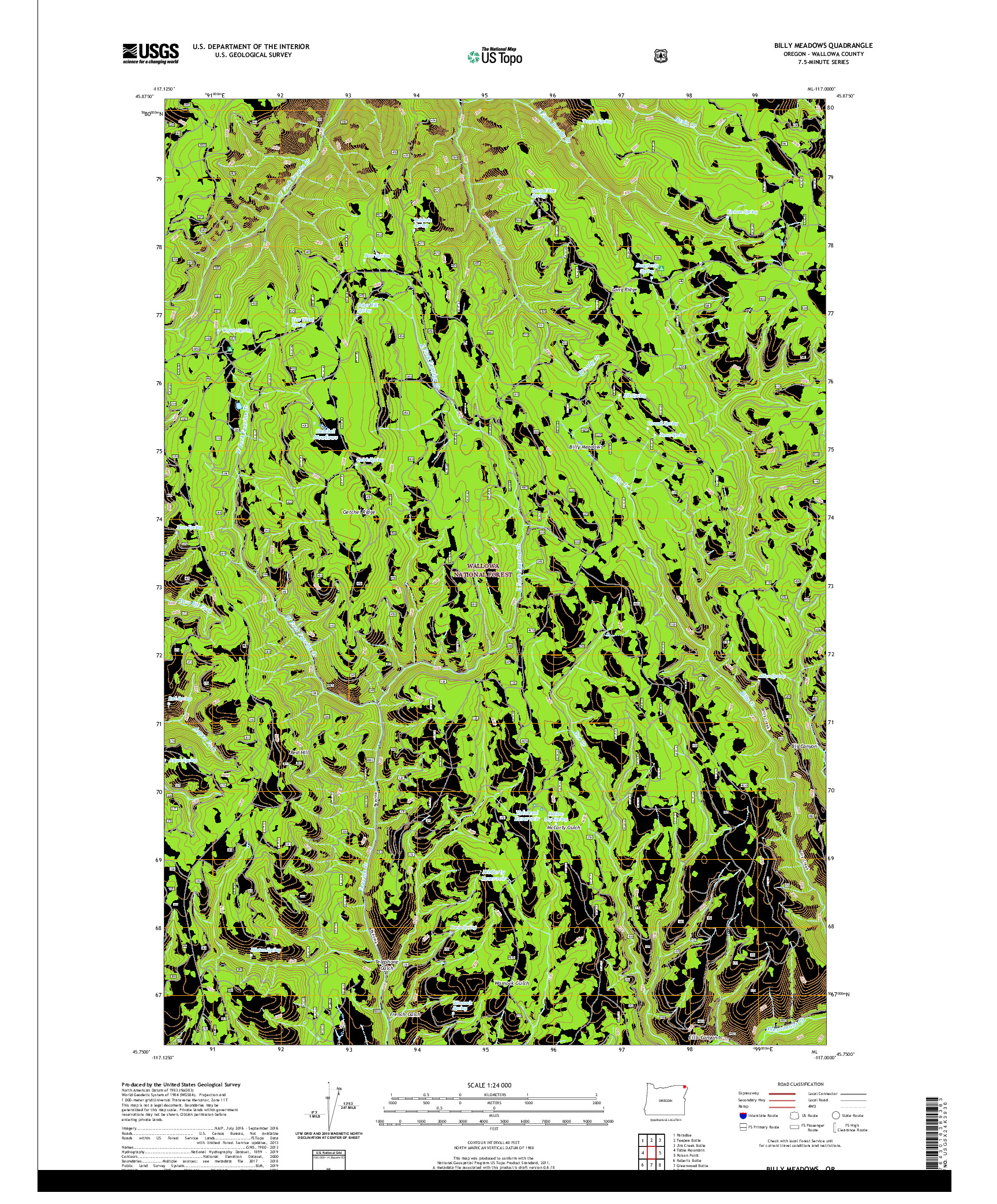 USGS US TOPO 7.5-MINUTE MAP FOR BILLY MEADOWS, OR 2020