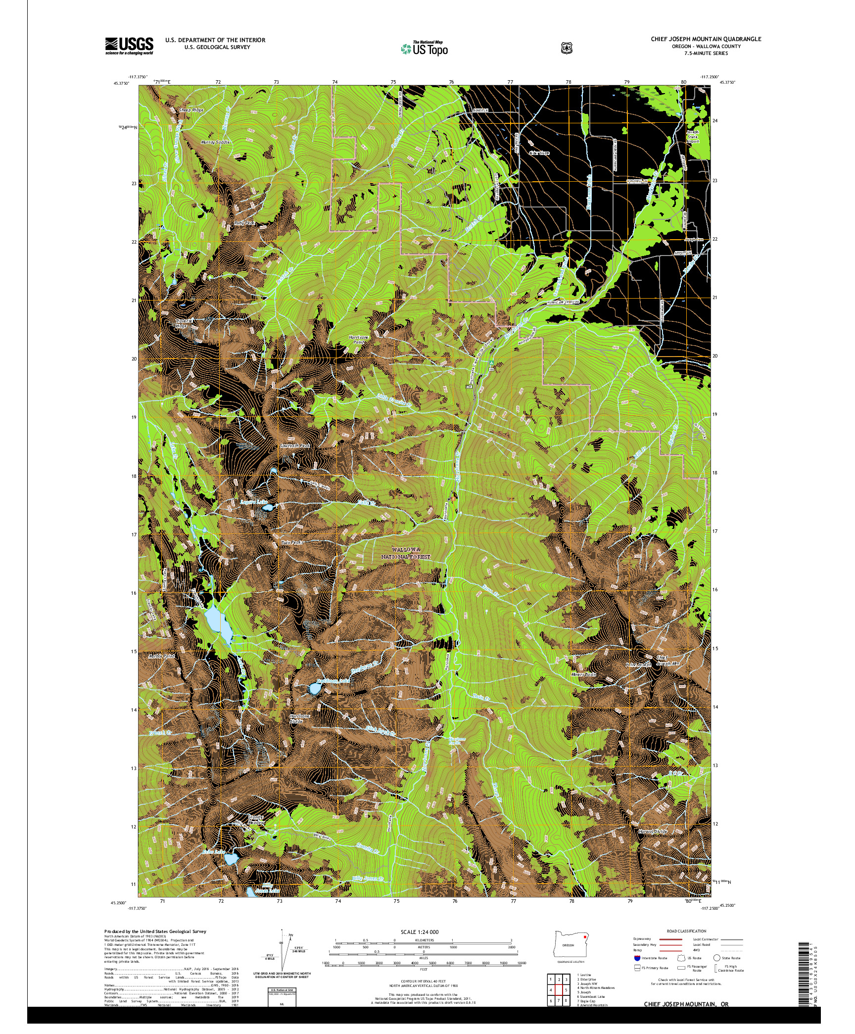 USGS US TOPO 7.5-MINUTE MAP FOR CHIEF JOSEPH MOUNTAIN, OR 2020