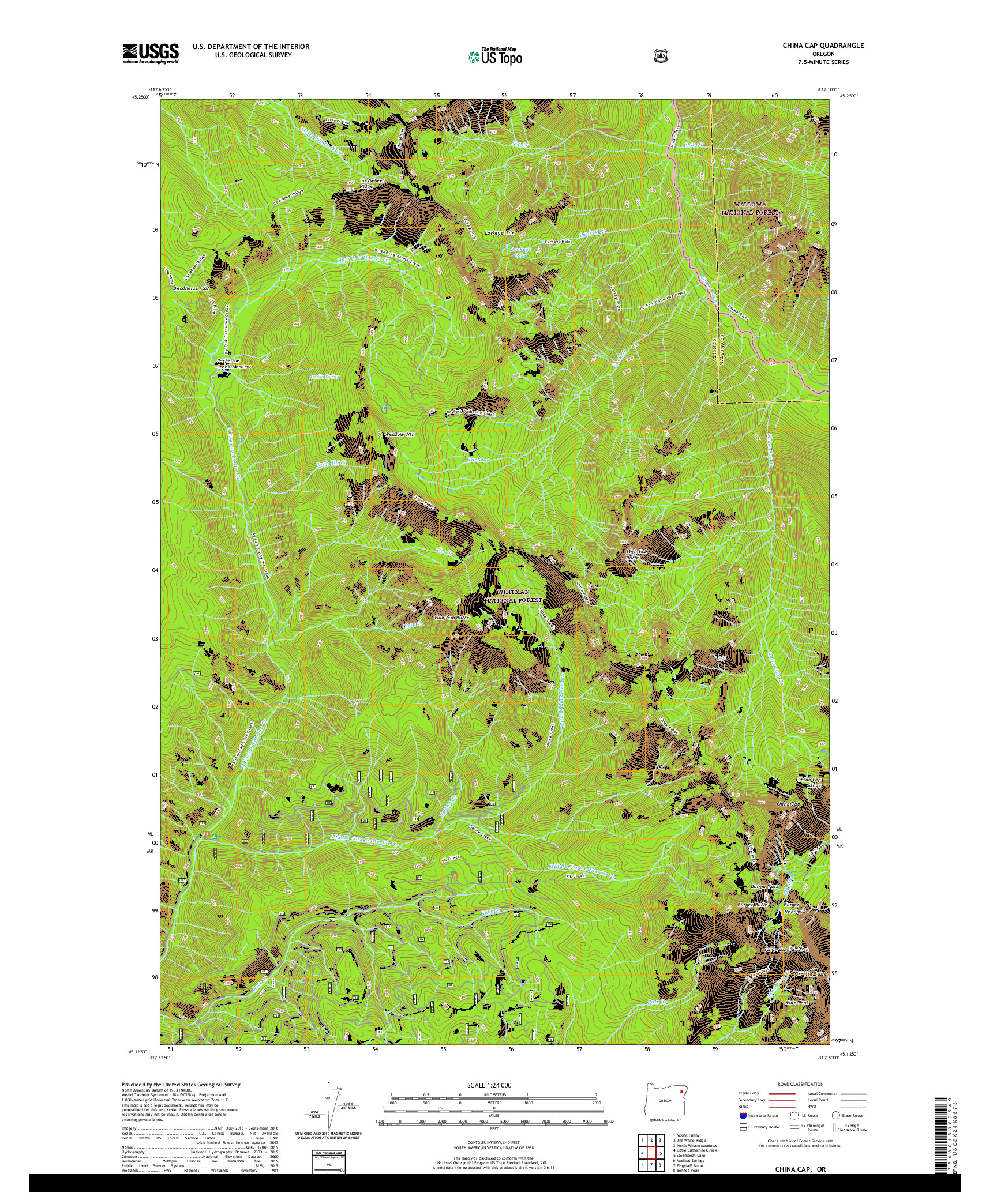 USGS US TOPO 7.5-MINUTE MAP FOR CHINA CAP, OR 2020