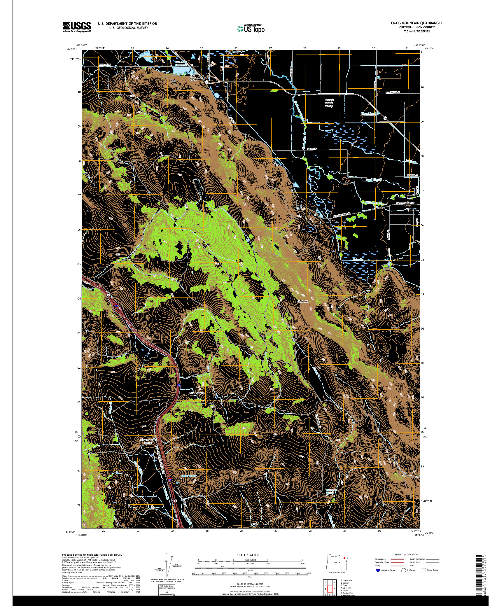 USGS US TOPO 7.5-MINUTE MAP FOR CRAIG MOUNTAIN, OR 2020