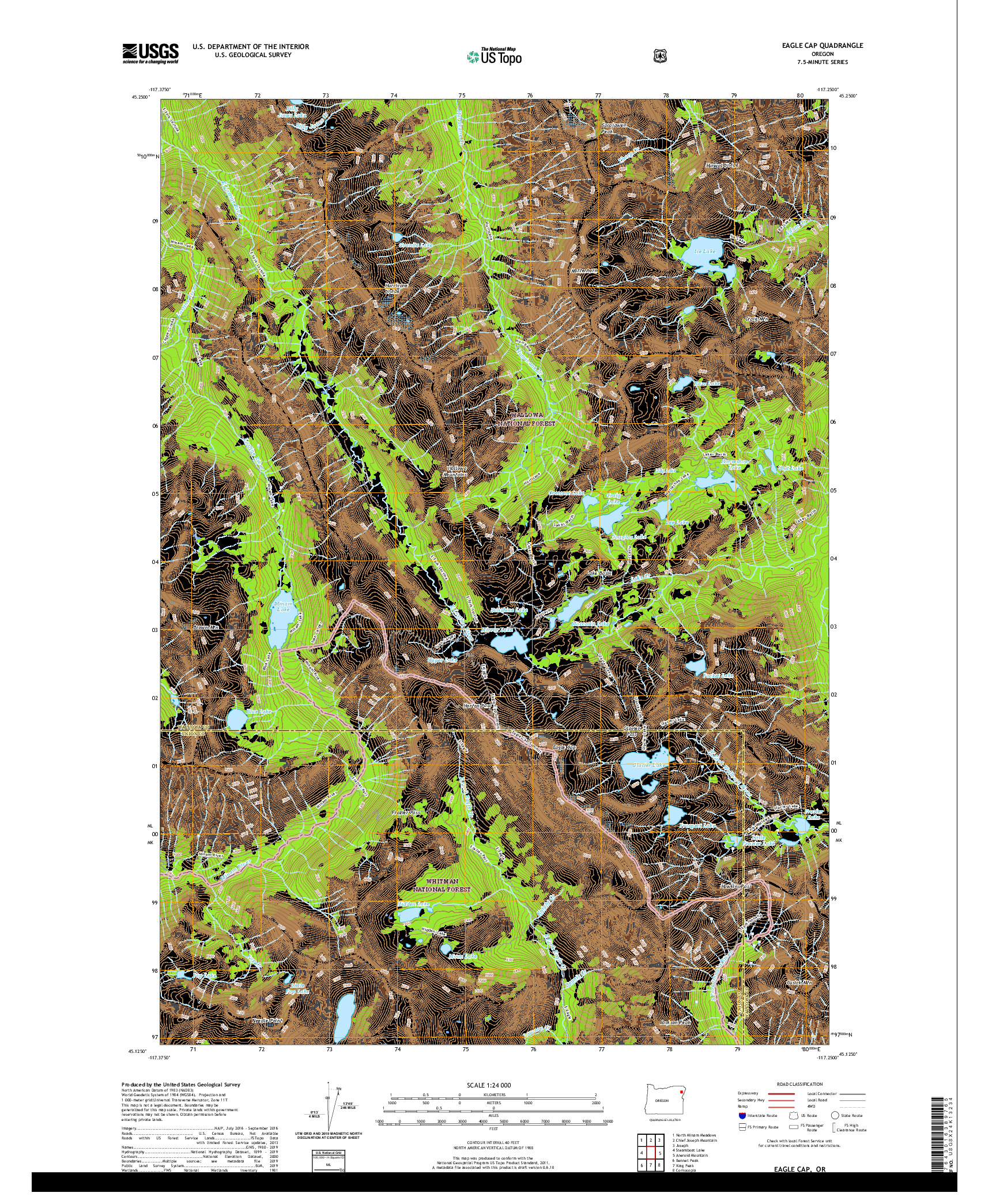 USGS US TOPO 7.5-MINUTE MAP FOR EAGLE CAP, OR 2020