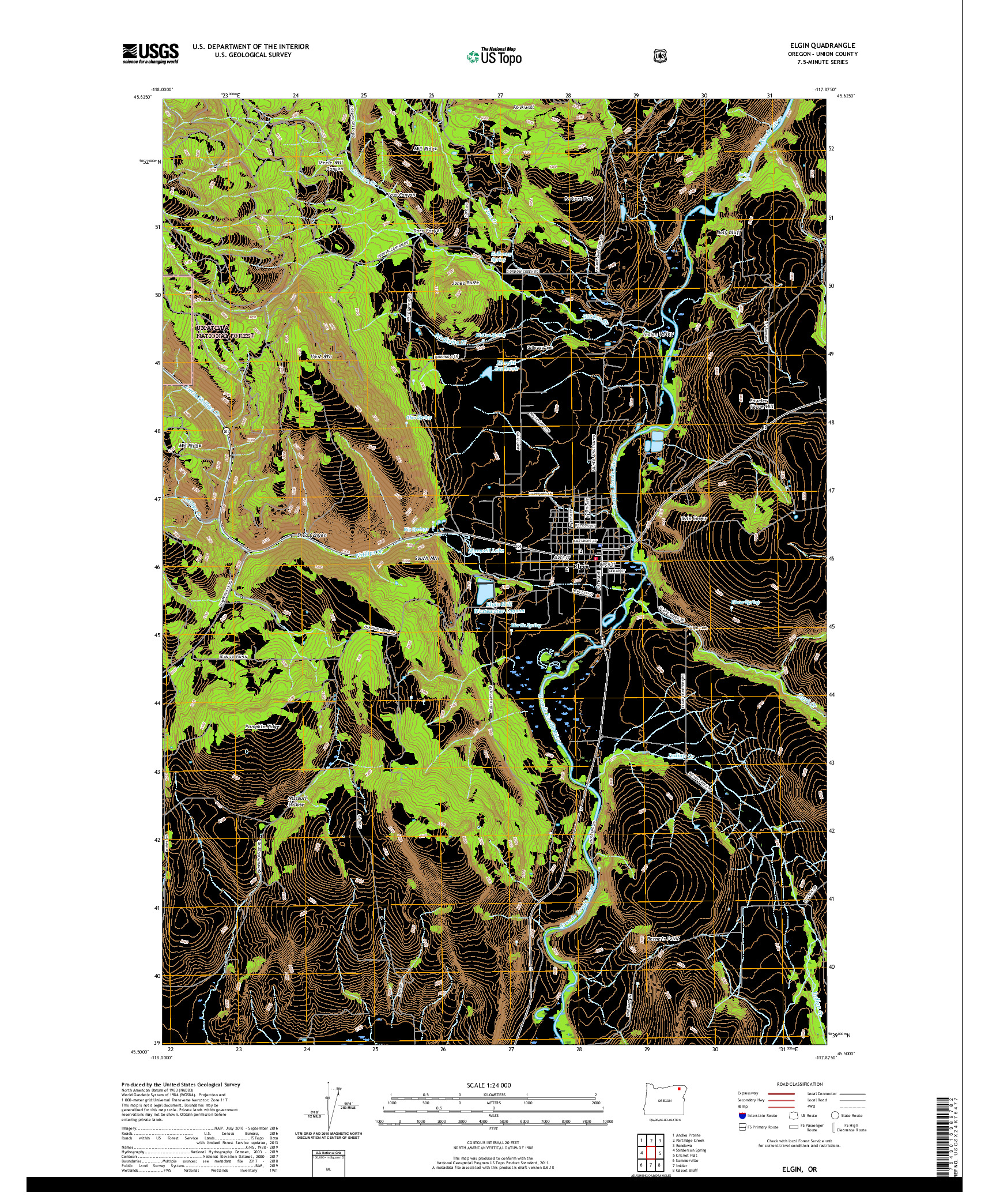 USGS US TOPO 7.5-MINUTE MAP FOR ELGIN, OR 2020