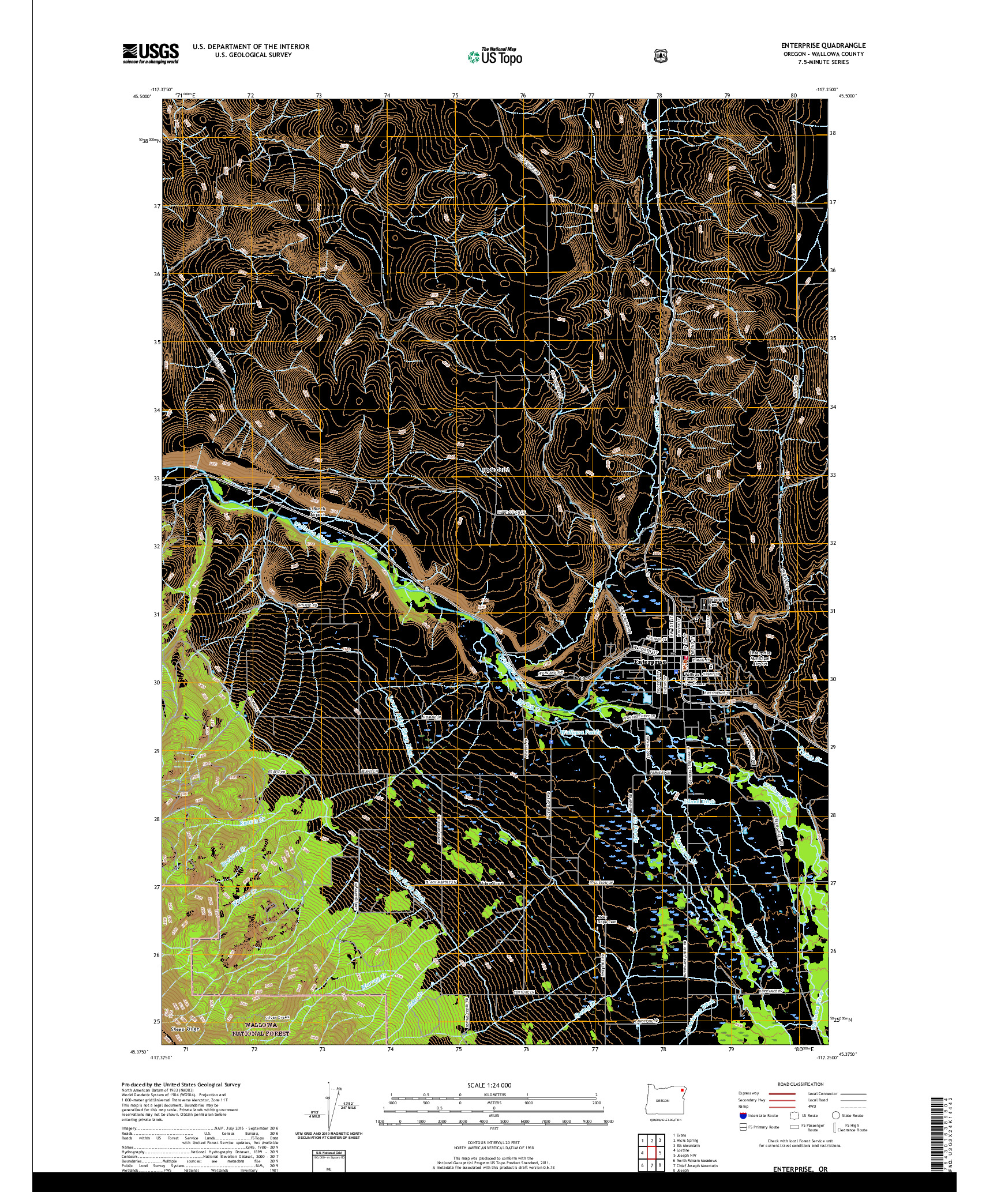 USGS US TOPO 7.5-MINUTE MAP FOR ENTERPRISE, OR 2020