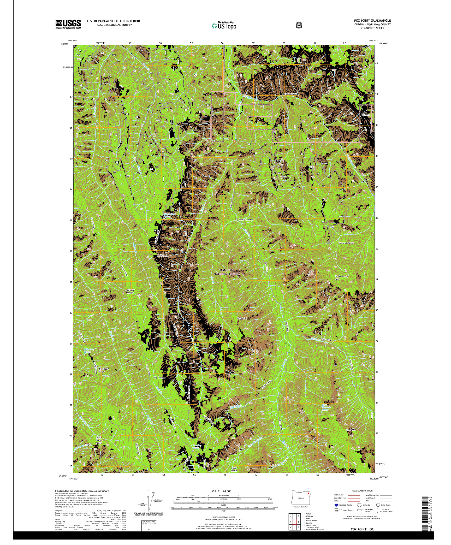 USGS US TOPO 7.5-MINUTE MAP FOR FOX POINT, OR 2020