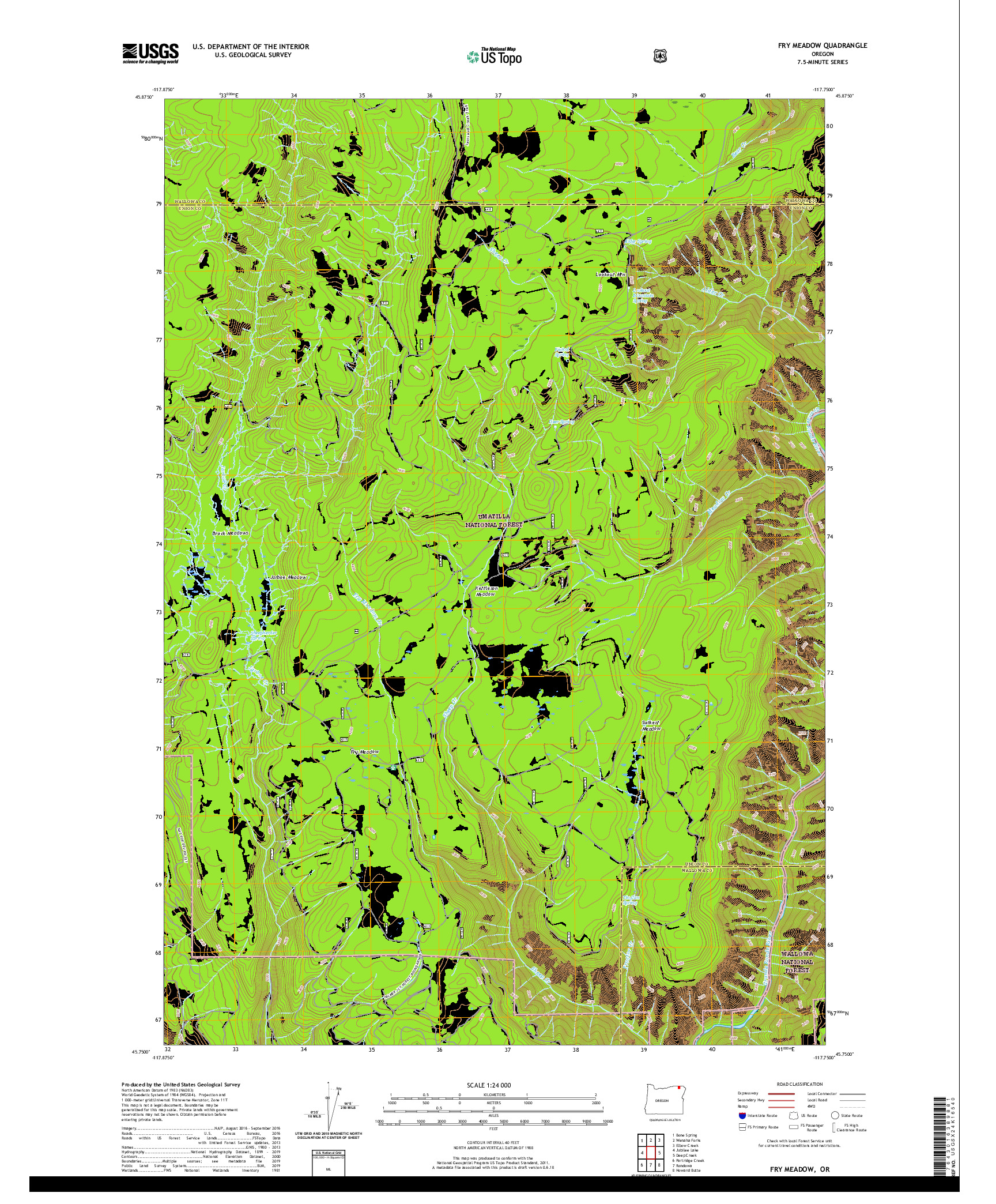 USGS US TOPO 7.5-MINUTE MAP FOR FRY MEADOW, OR 2020