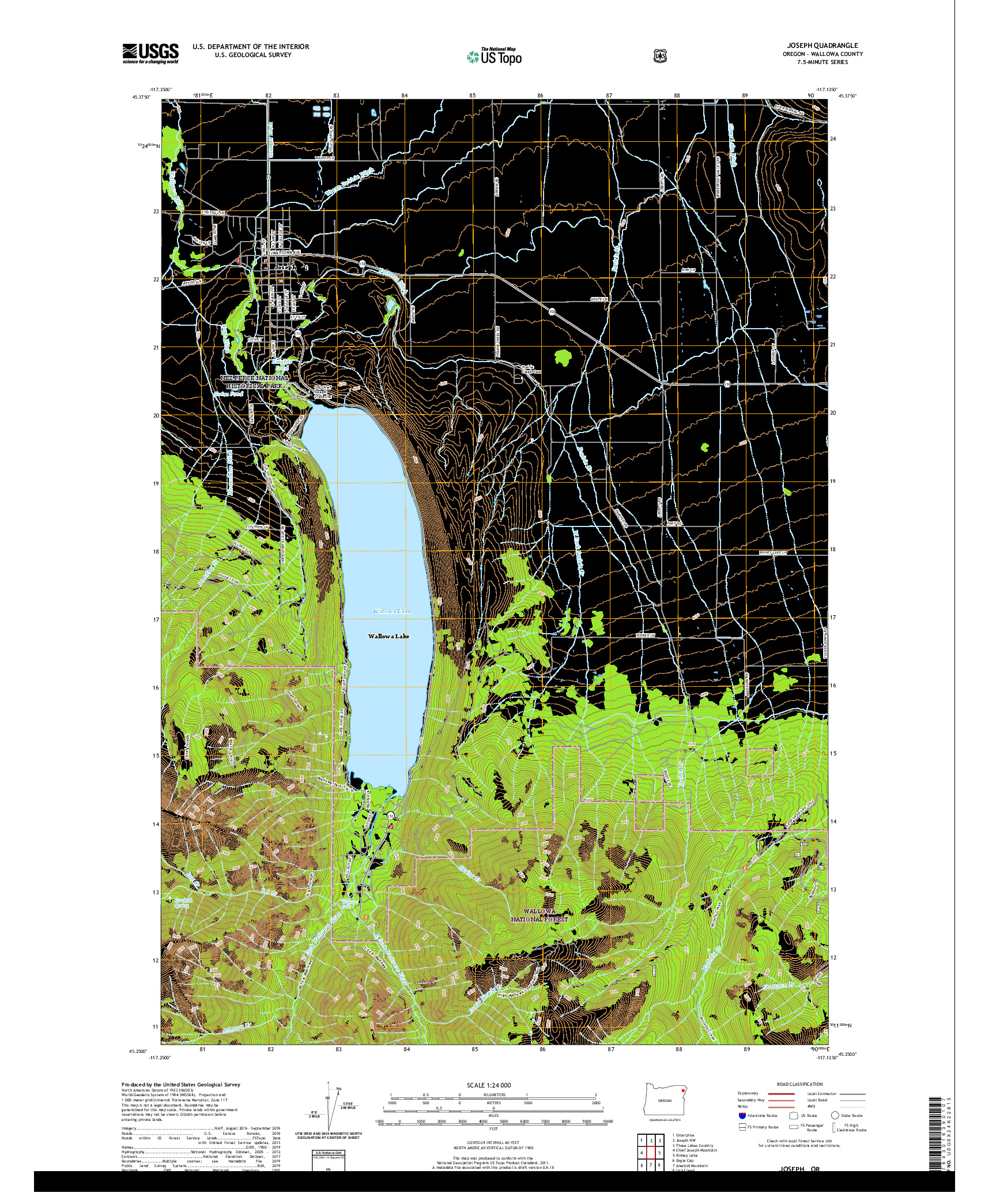 USGS US TOPO 7.5-MINUTE MAP FOR JOSEPH, OR 2020