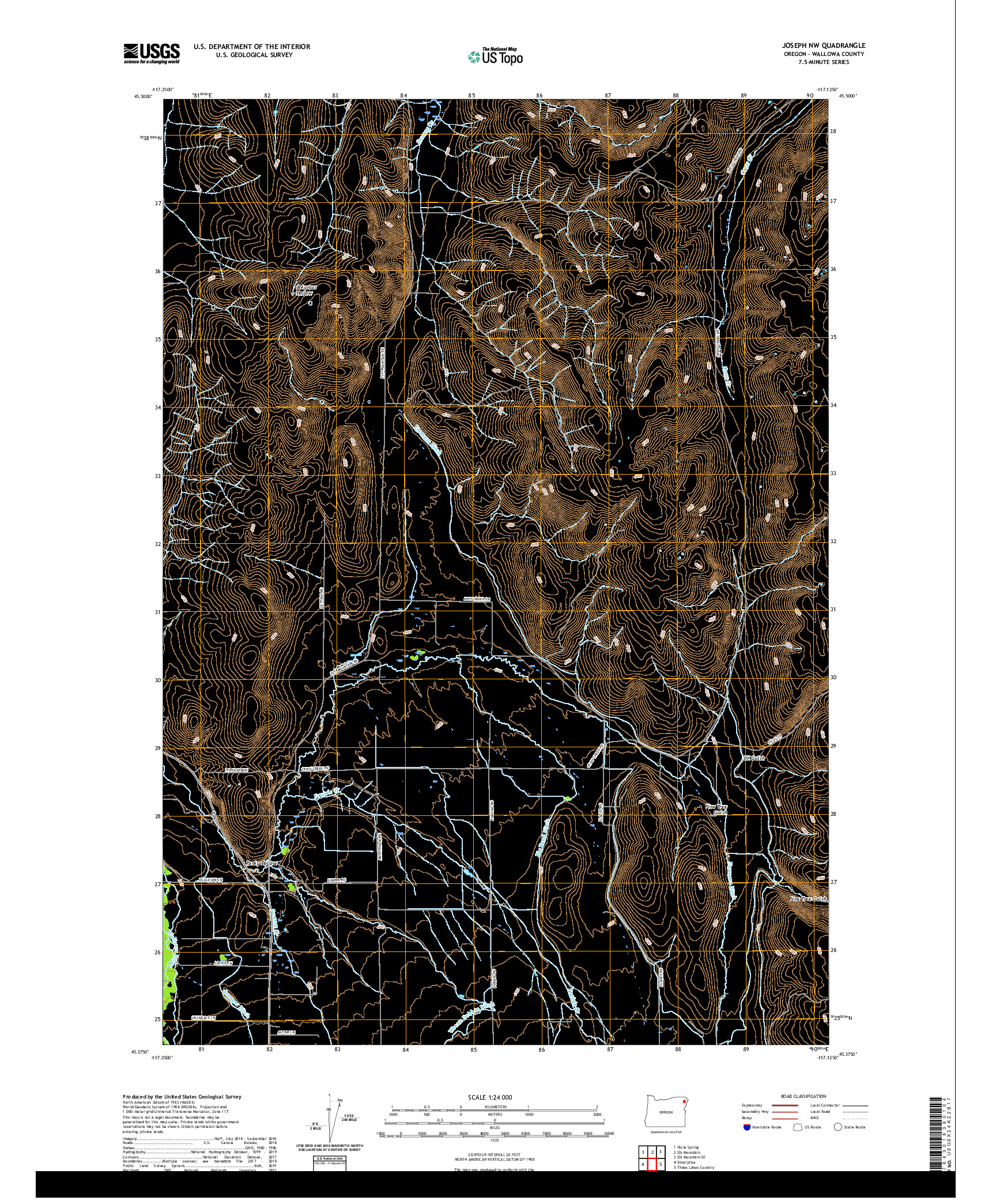 USGS US TOPO 7.5-MINUTE MAP FOR JOSEPH NW, OR 2020