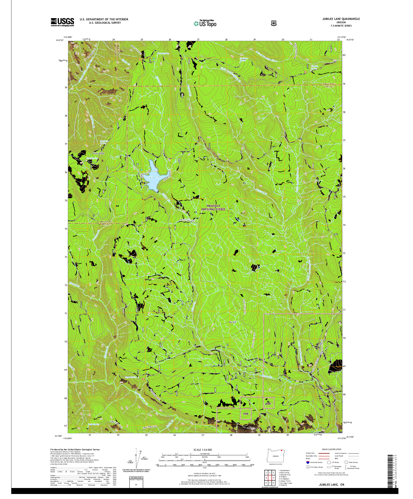 USGS US TOPO 7.5-MINUTE MAP FOR JUBILEE LAKE, OR 2020