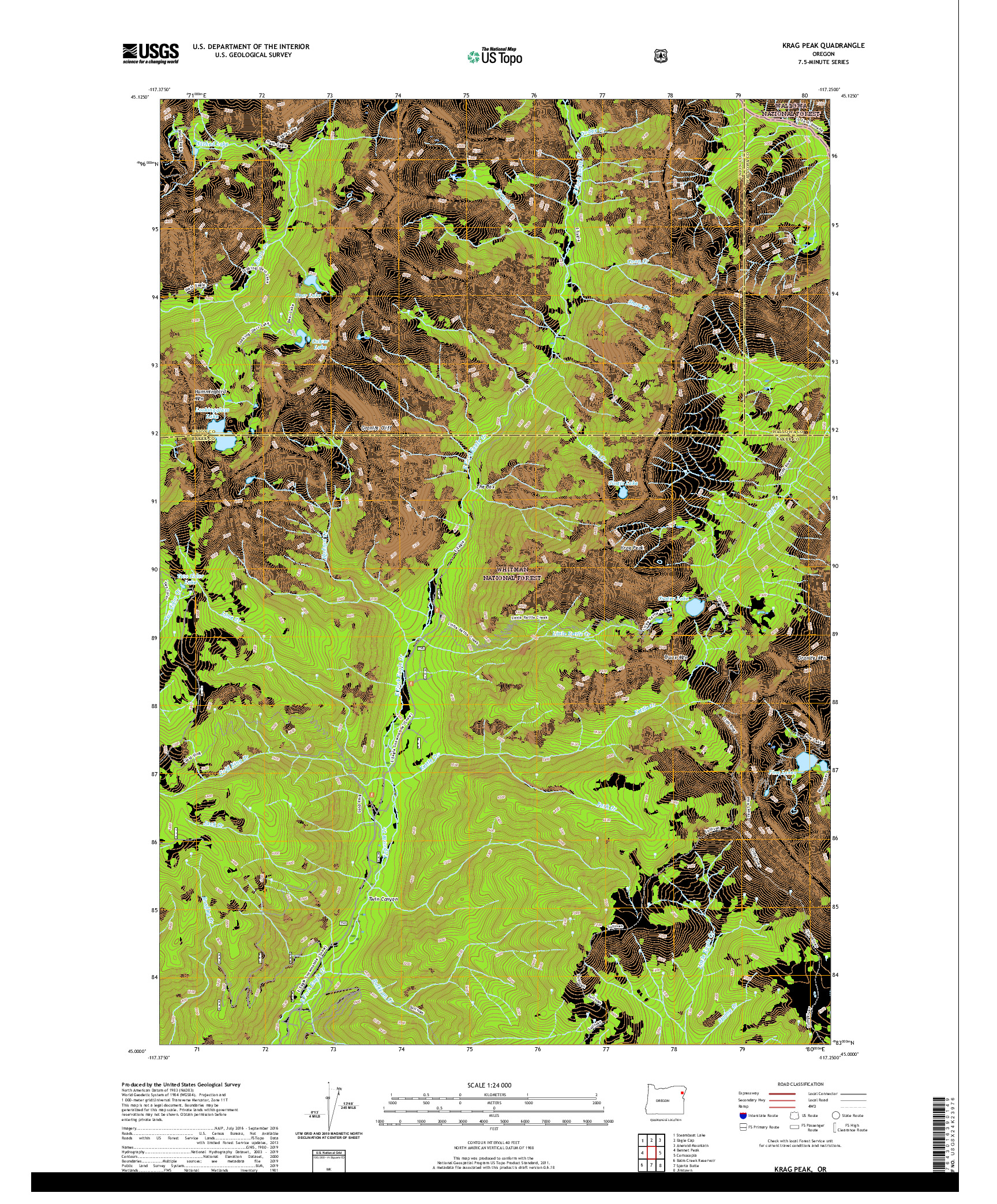 USGS US TOPO 7.5-MINUTE MAP FOR KRAG PEAK, OR 2020