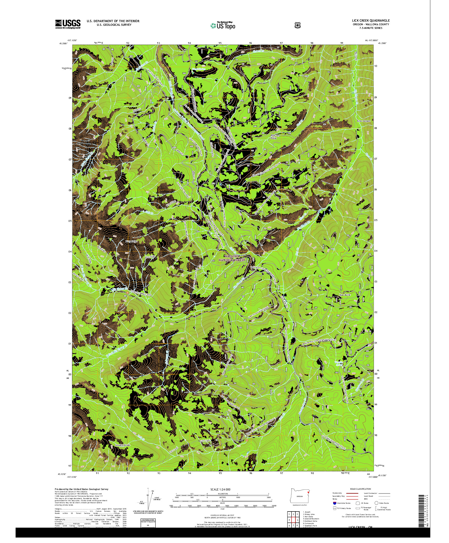 USGS US TOPO 7.5-MINUTE MAP FOR LICK CREEK, OR 2020
