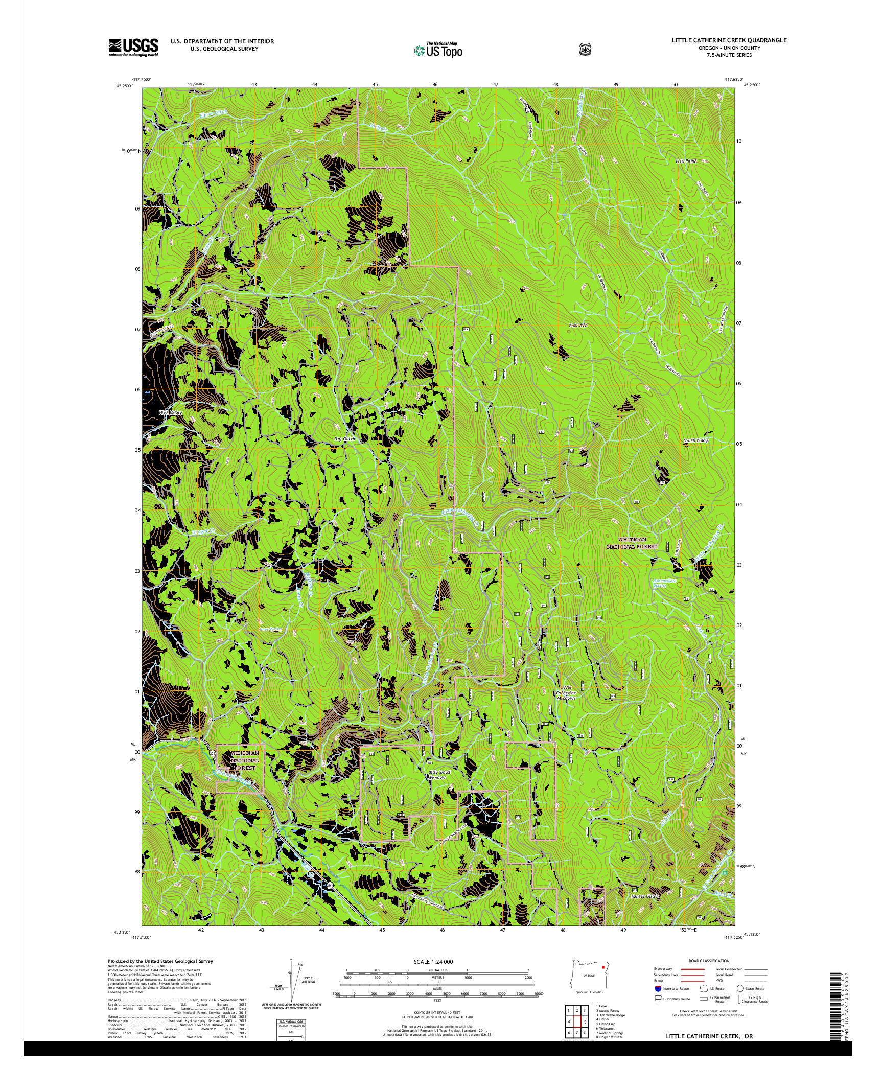 USGS US TOPO 7.5-MINUTE MAP FOR LITTLE CATHERINE CREEK, OR 2020