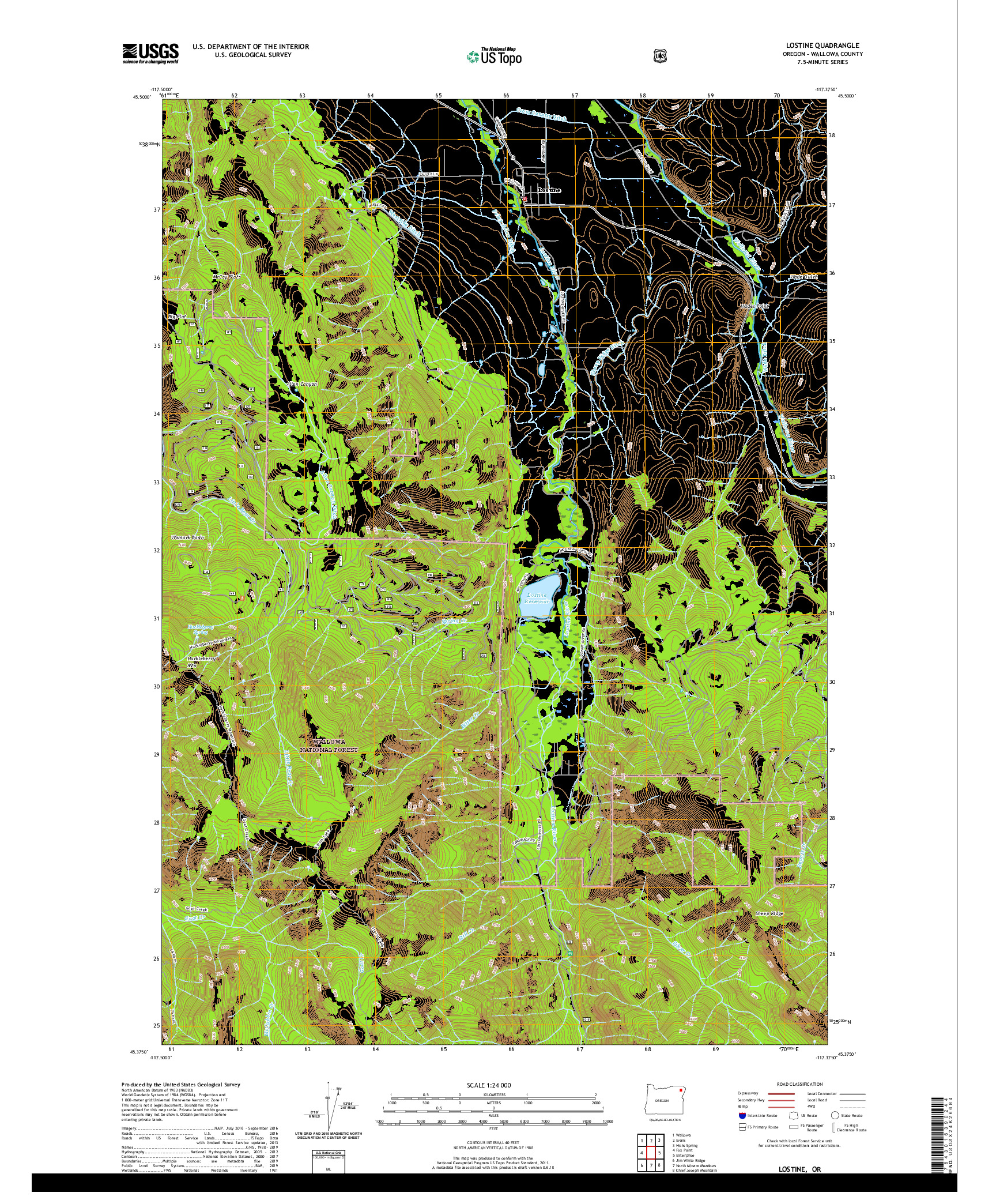 USGS US TOPO 7.5-MINUTE MAP FOR LOSTINE, OR 2020