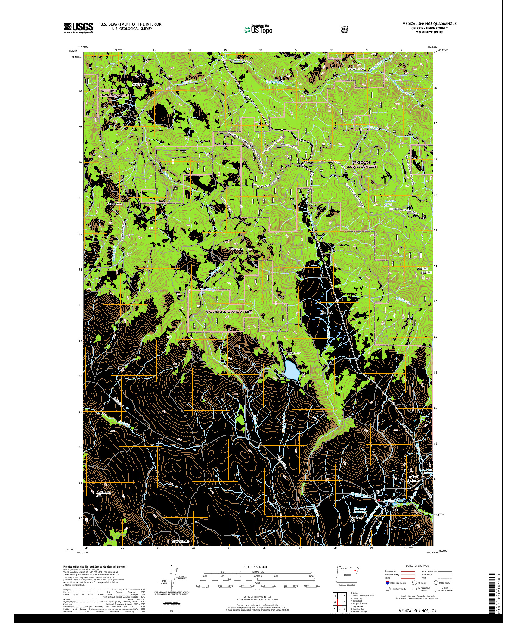 USGS US TOPO 7.5-MINUTE MAP FOR MEDICAL SPRINGS, OR 2020