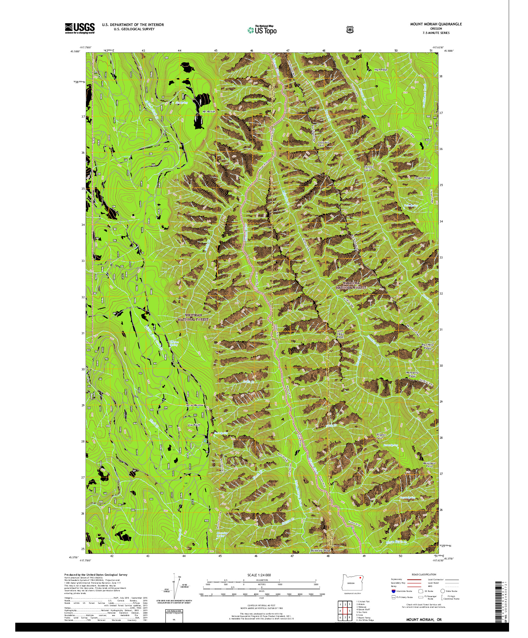 USGS US TOPO 7.5-MINUTE MAP FOR MOUNT MORIAH, OR 2020