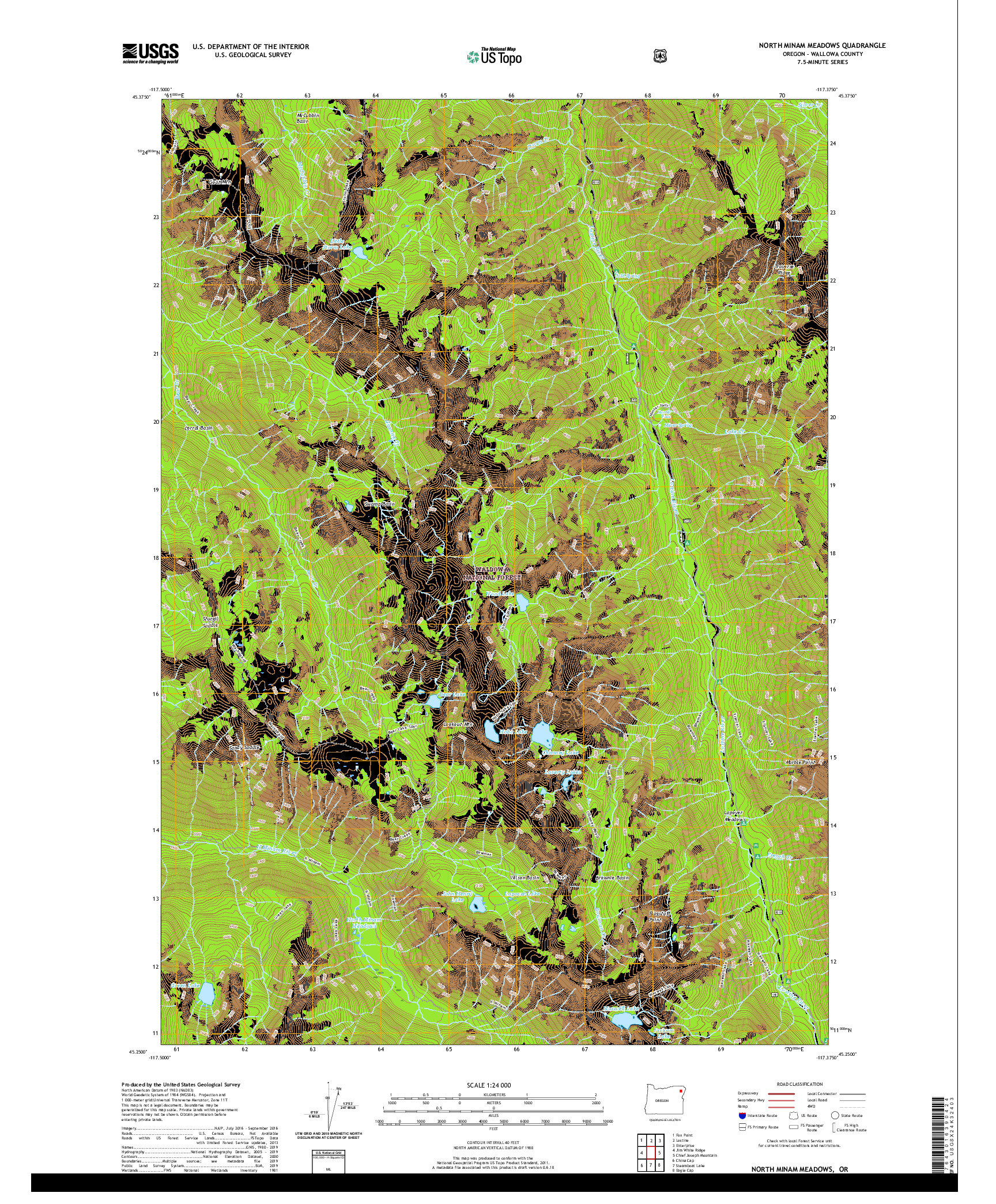 USGS US TOPO 7.5-MINUTE MAP FOR NORTH MINAM MEADOWS, OR 2020