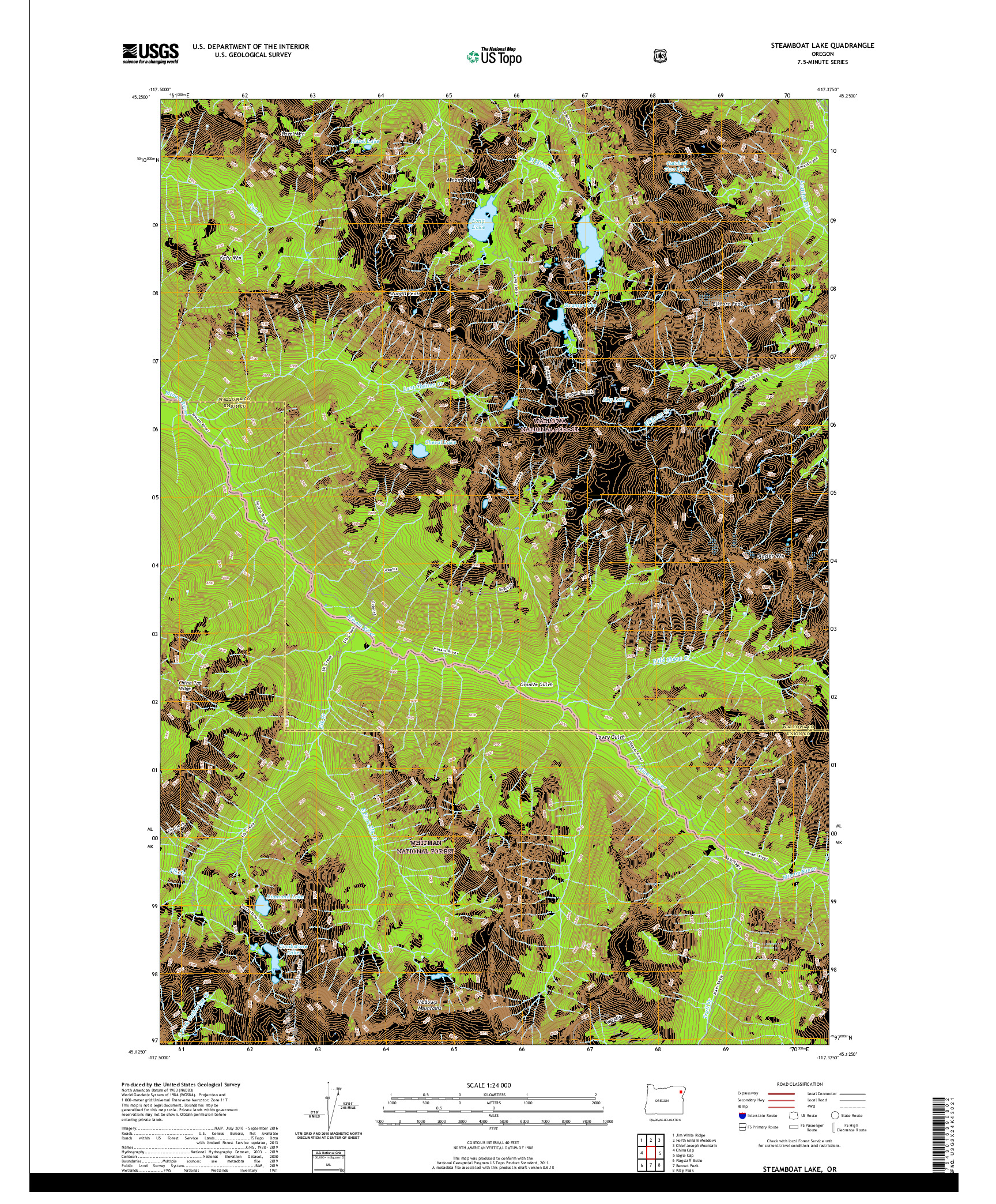 USGS US TOPO 7.5-MINUTE MAP FOR STEAMBOAT LAKE, OR 2020