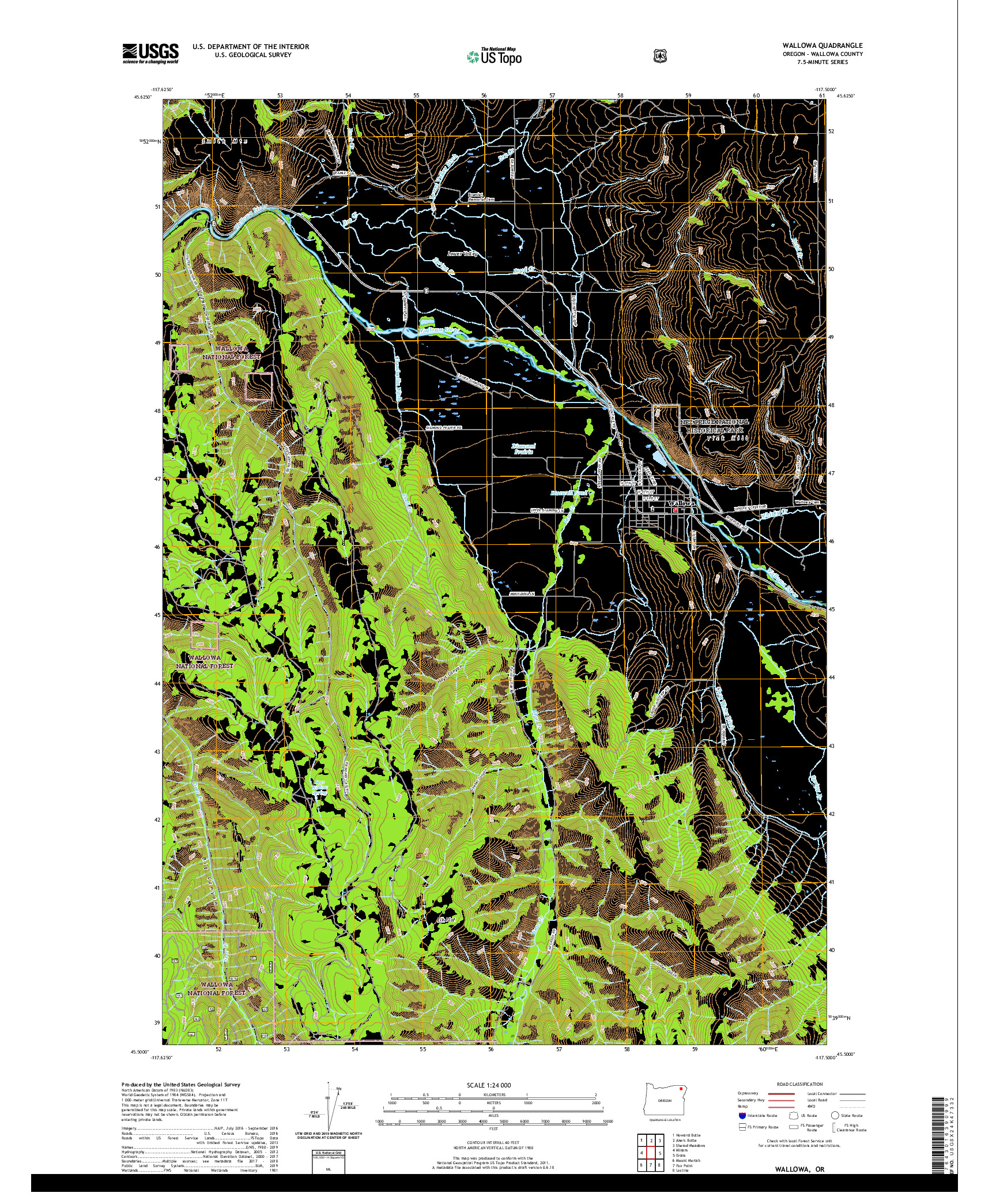 USGS US TOPO 7.5-MINUTE MAP FOR WALLOWA, OR 2020
