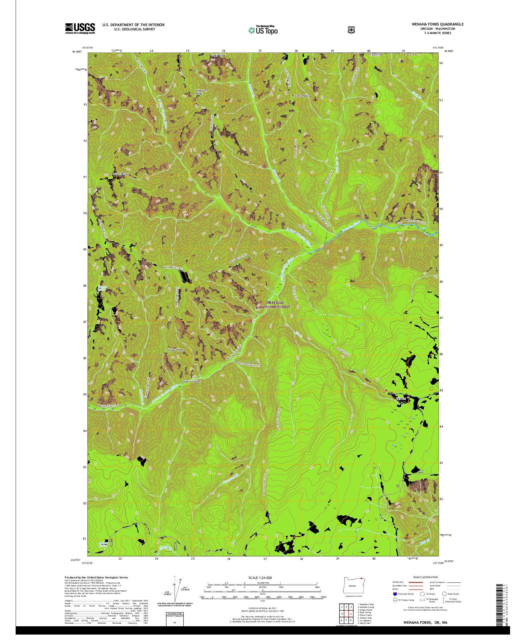 USGS US TOPO 7.5-MINUTE MAP FOR WENAHA FORKS, OR,WA 2020