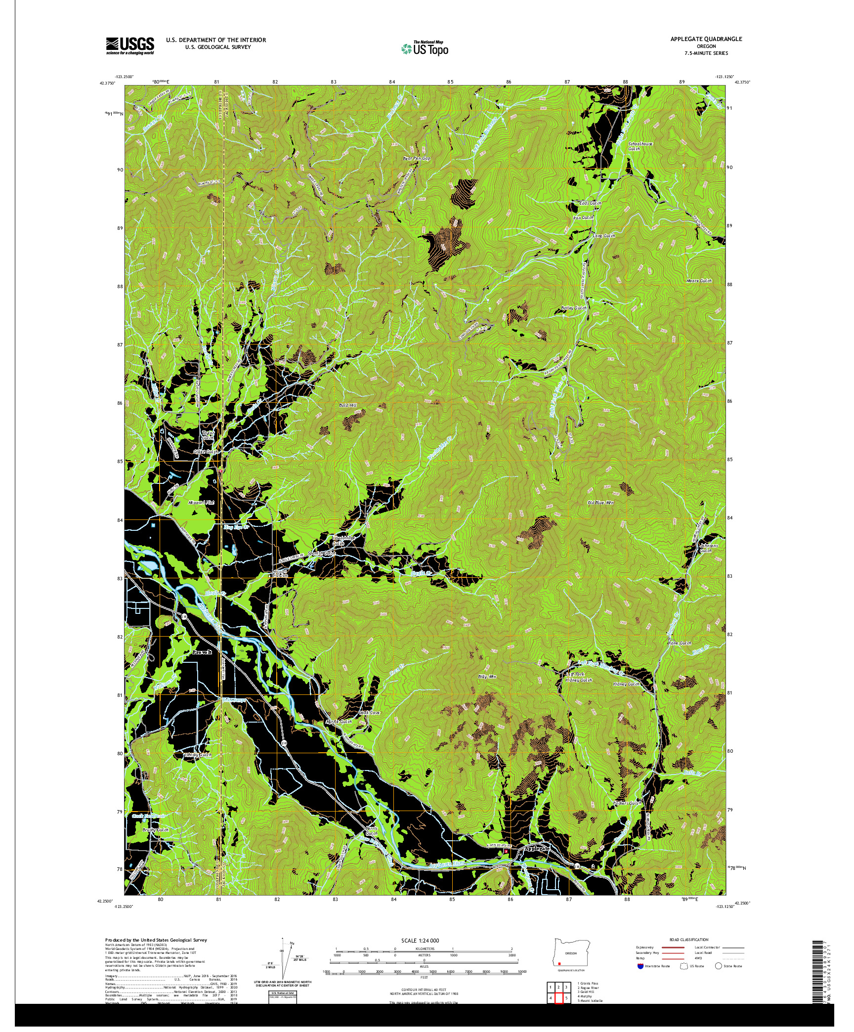 USGS US TOPO 7.5-MINUTE MAP FOR APPLEGATE, OR 2020