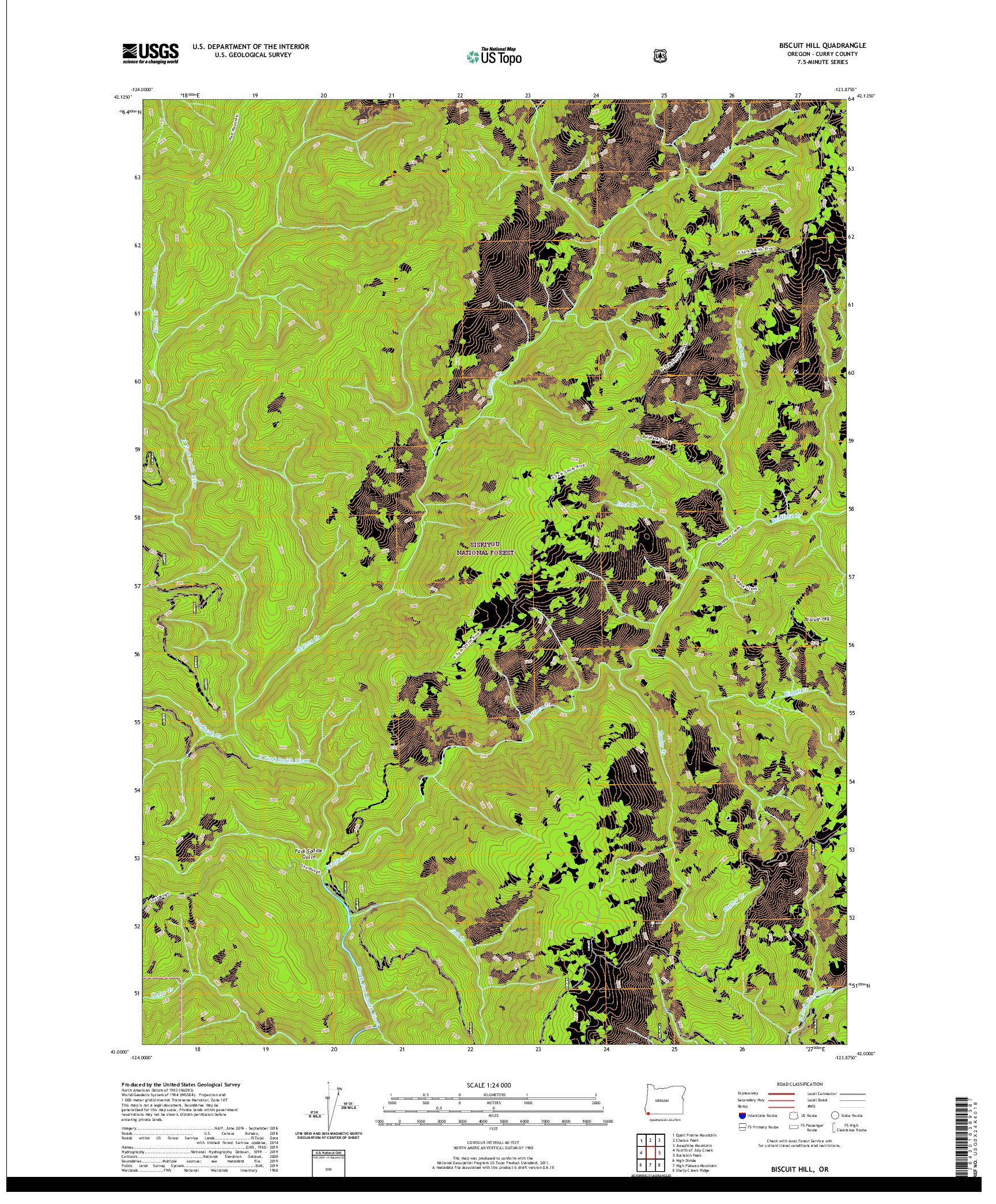 USGS US TOPO 7.5-MINUTE MAP FOR BISCUIT HILL, OR 2020