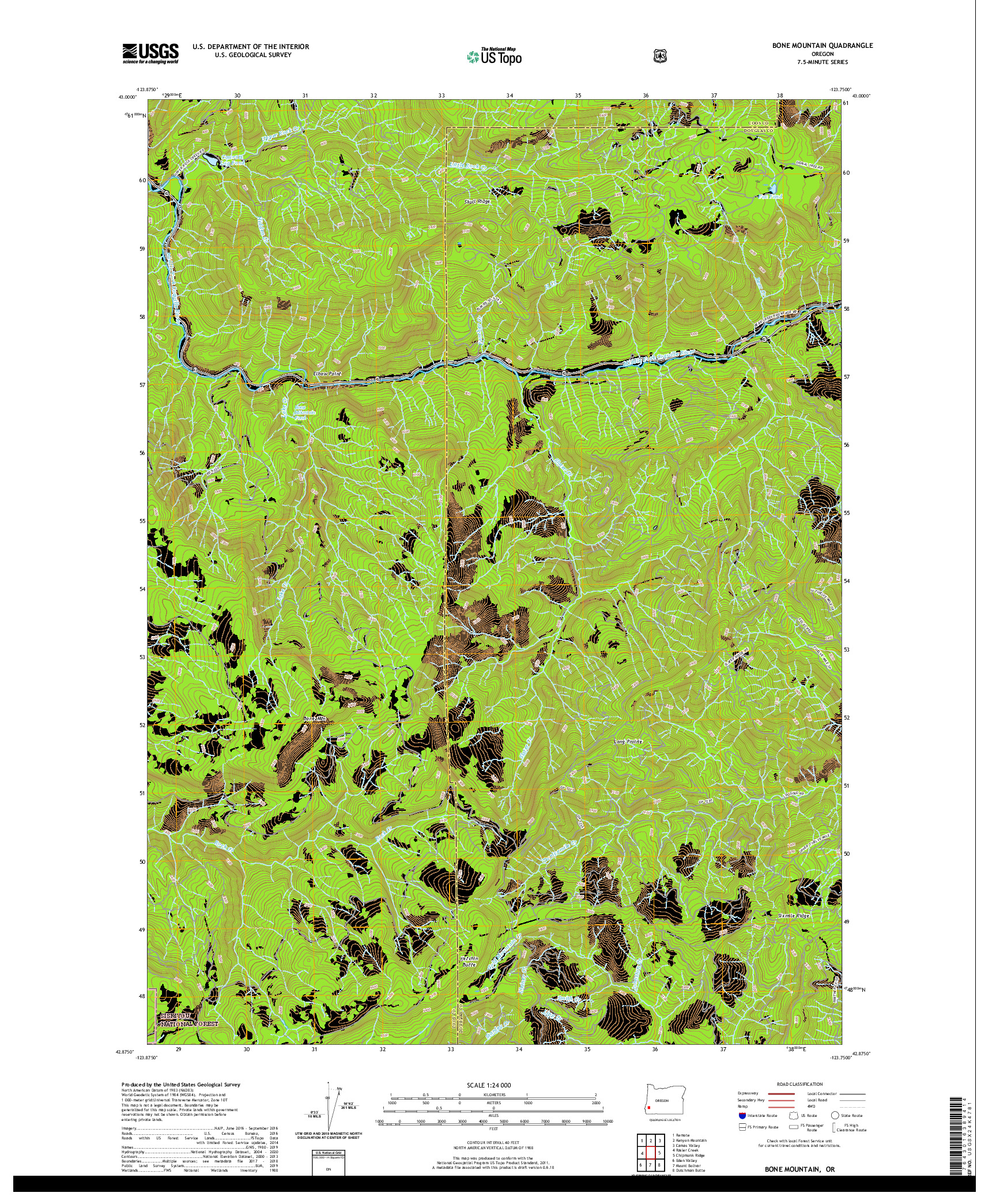 USGS US TOPO 7.5-MINUTE MAP FOR BONE MOUNTAIN, OR 2020