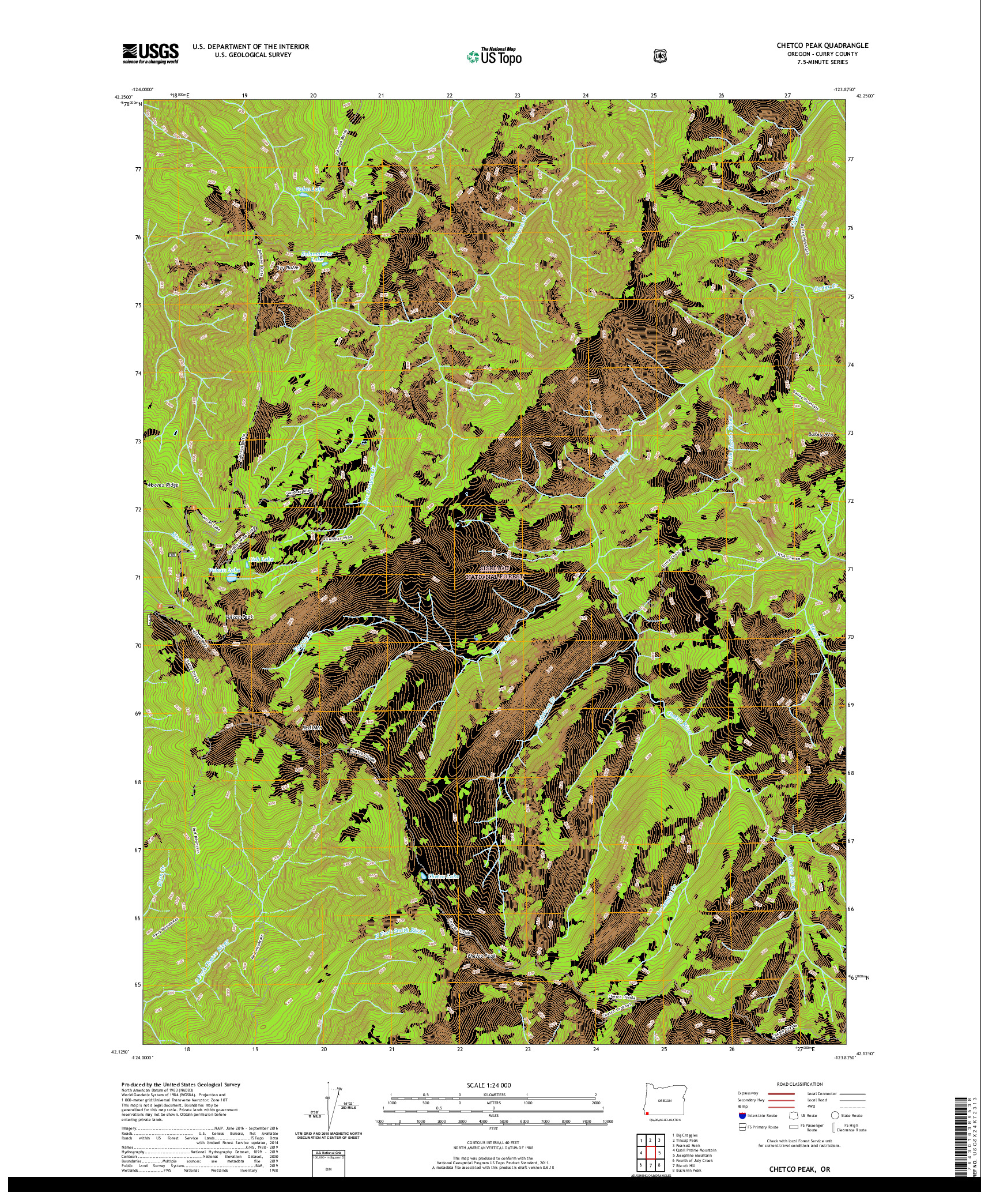 USGS US TOPO 7.5-MINUTE MAP FOR CHETCO PEAK, OR 2020