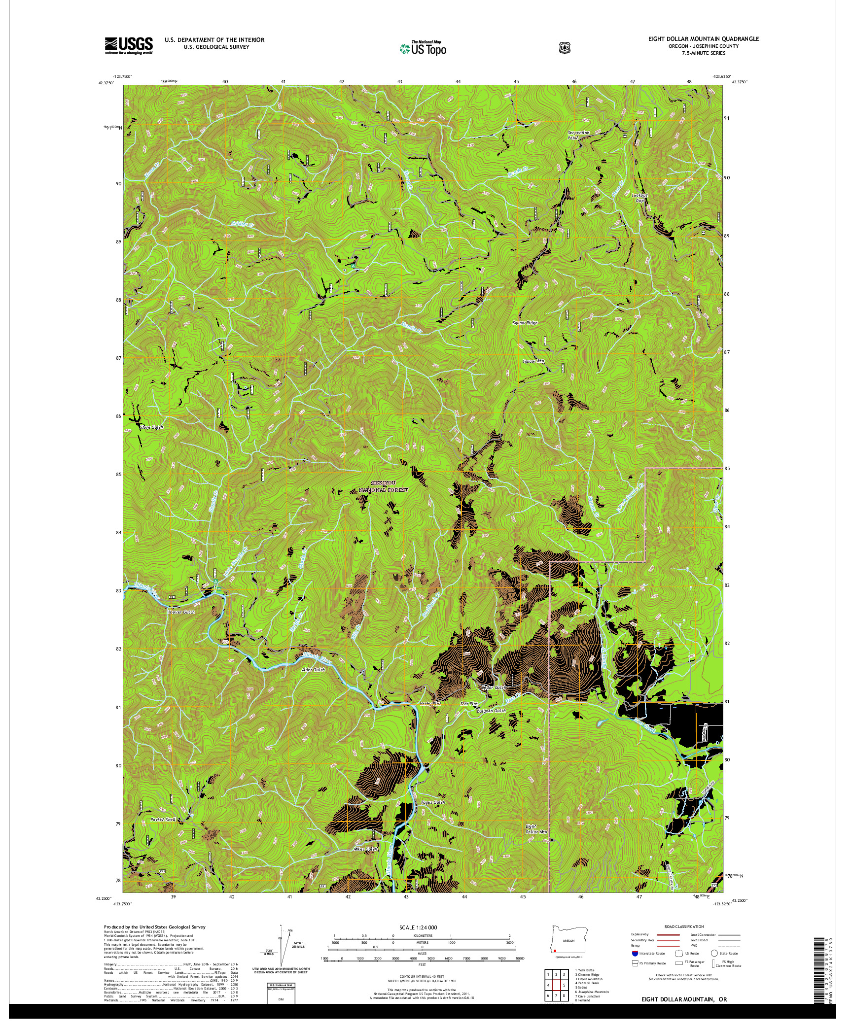 USGS US TOPO 7.5-MINUTE MAP FOR EIGHT DOLLAR MOUNTAIN, OR 2020