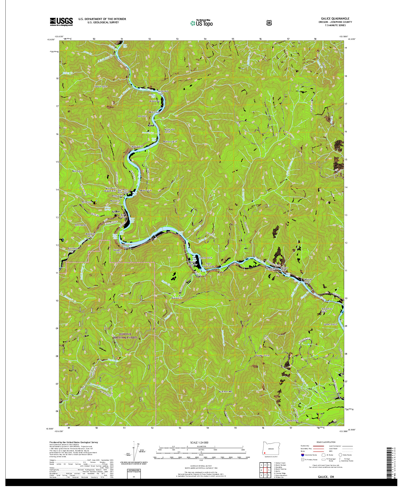 USGS US TOPO 7.5-MINUTE MAP FOR GALICE, OR 2020
