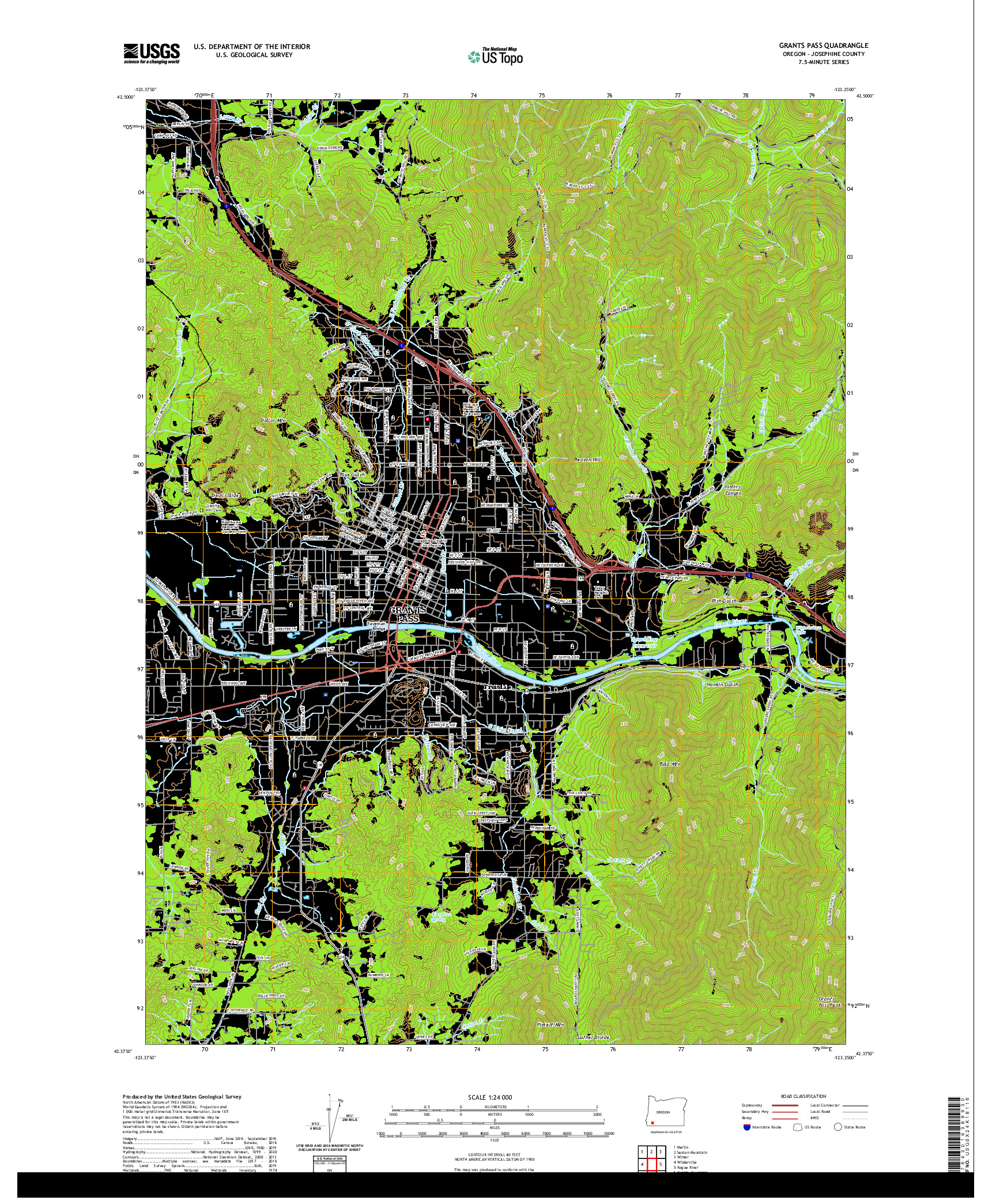 USGS US TOPO 7.5-MINUTE MAP FOR GRANTS PASS, OR 2020