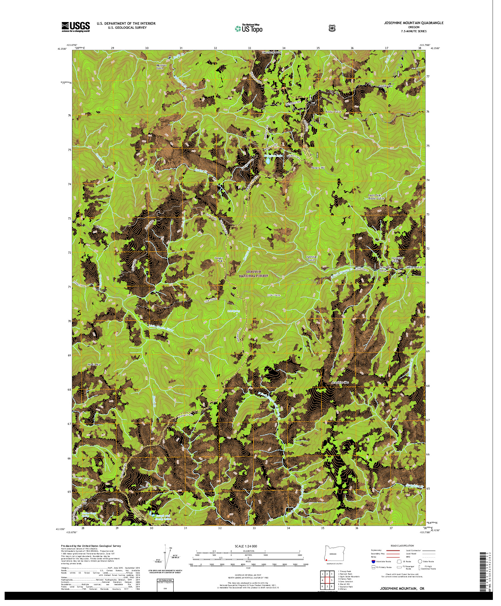 USGS US TOPO 7.5-MINUTE MAP FOR JOSEPHINE MOUNTAIN, OR 2020