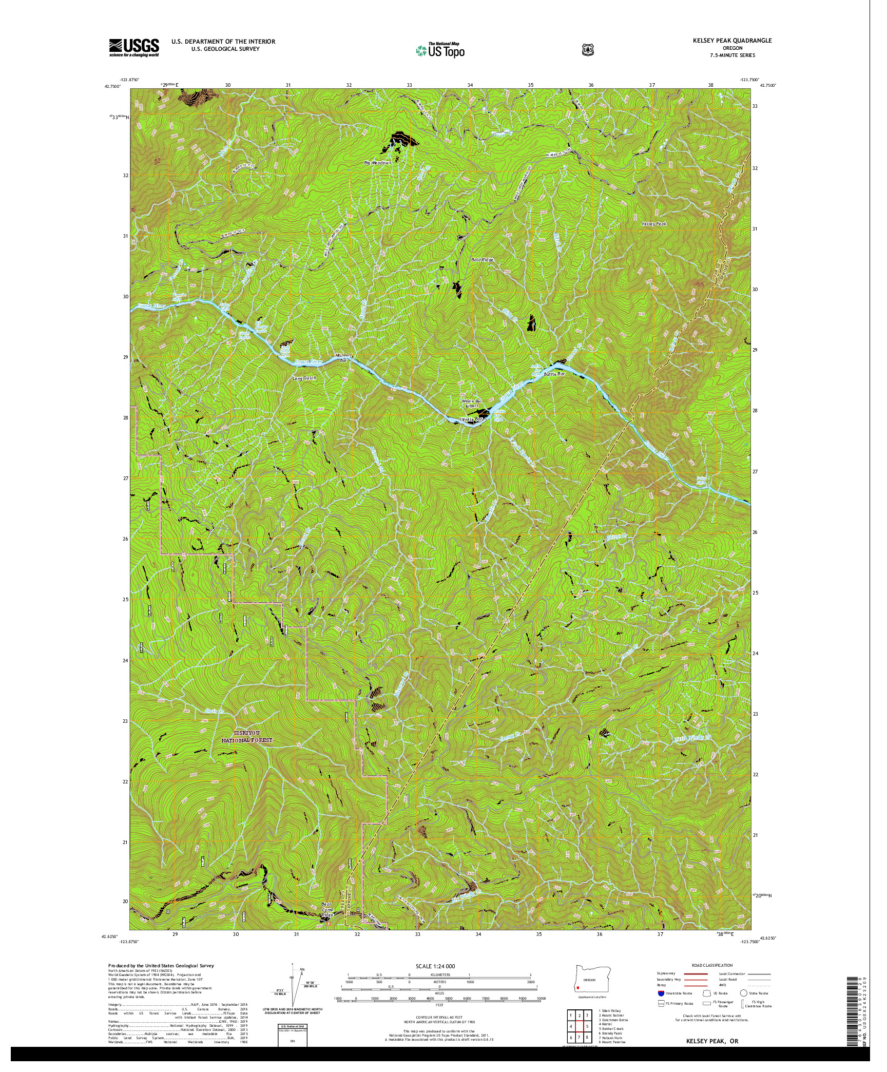 USGS US TOPO 7.5-MINUTE MAP FOR KELSEY PEAK, OR 2020
