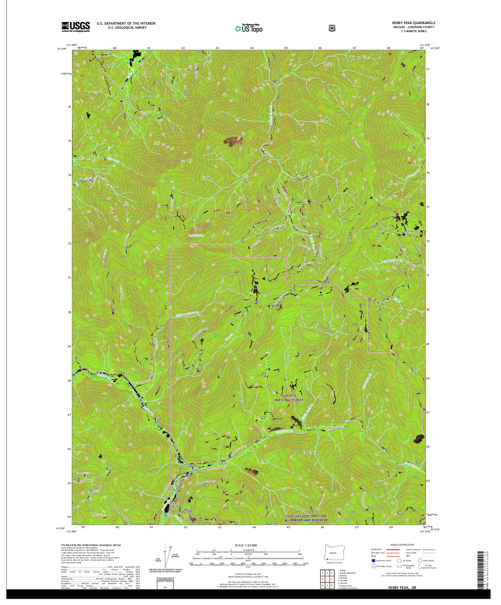 USGS US TOPO 7.5-MINUTE MAP FOR KERBY PEAK, OR 2020