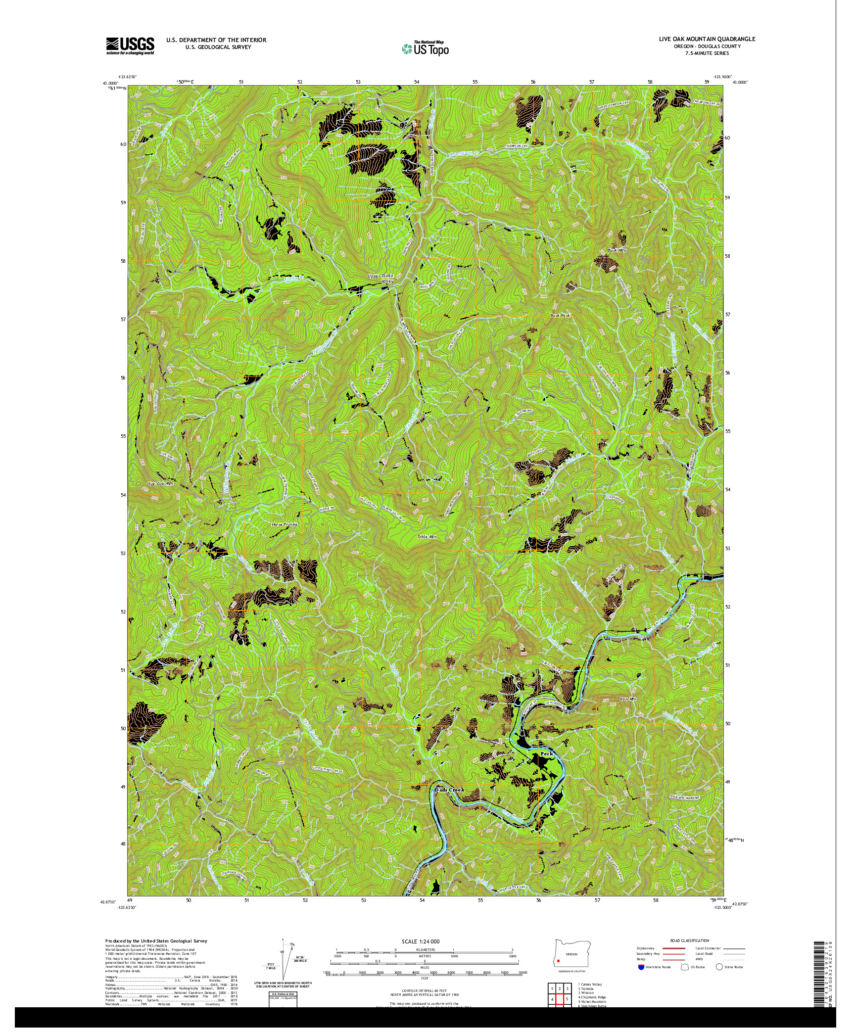 USGS US TOPO 7.5-MINUTE MAP FOR LIVE OAK MOUNTAIN, OR 2020