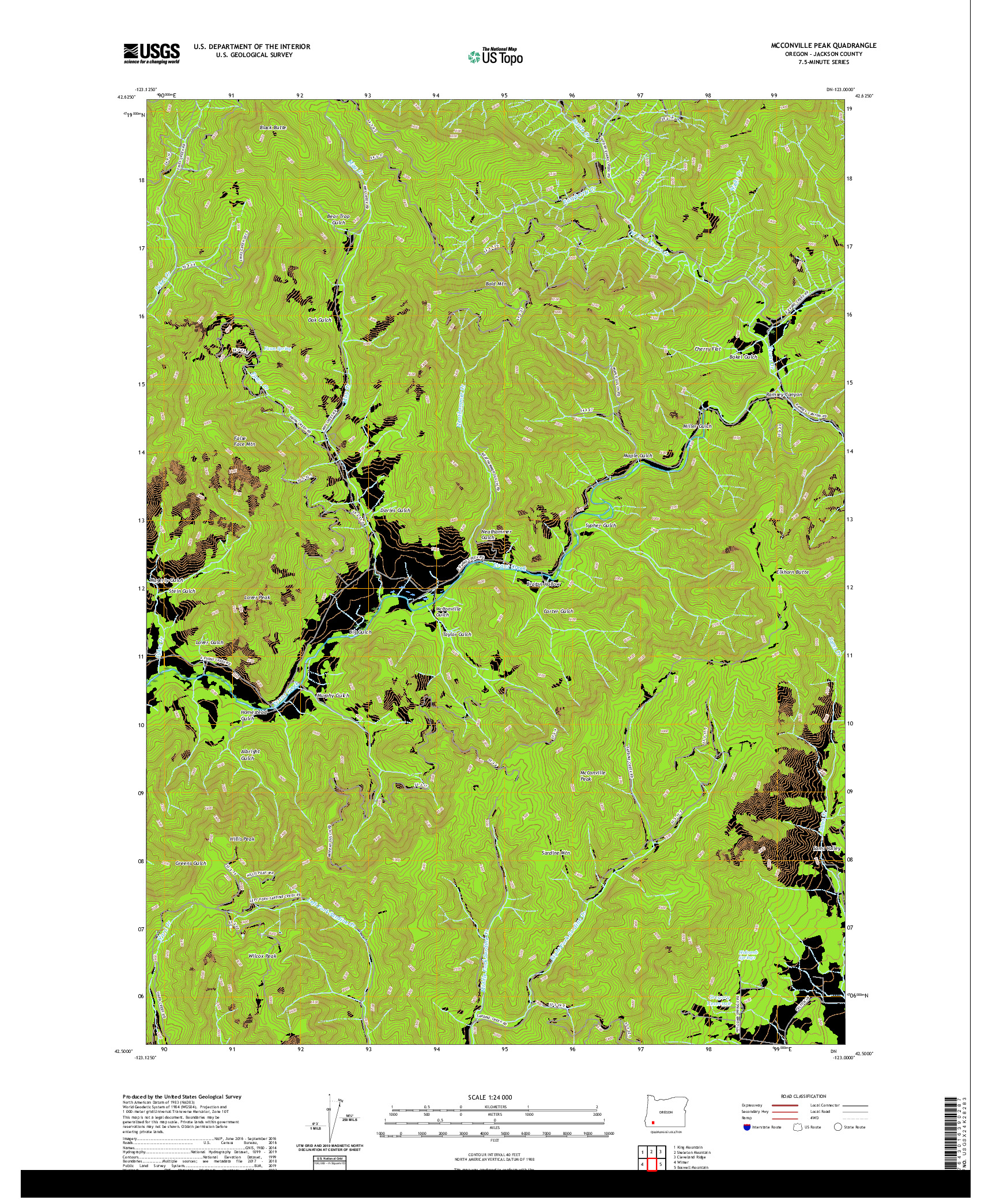 USGS US TOPO 7.5-MINUTE MAP FOR MCCONVILLE PEAK, OR 2020