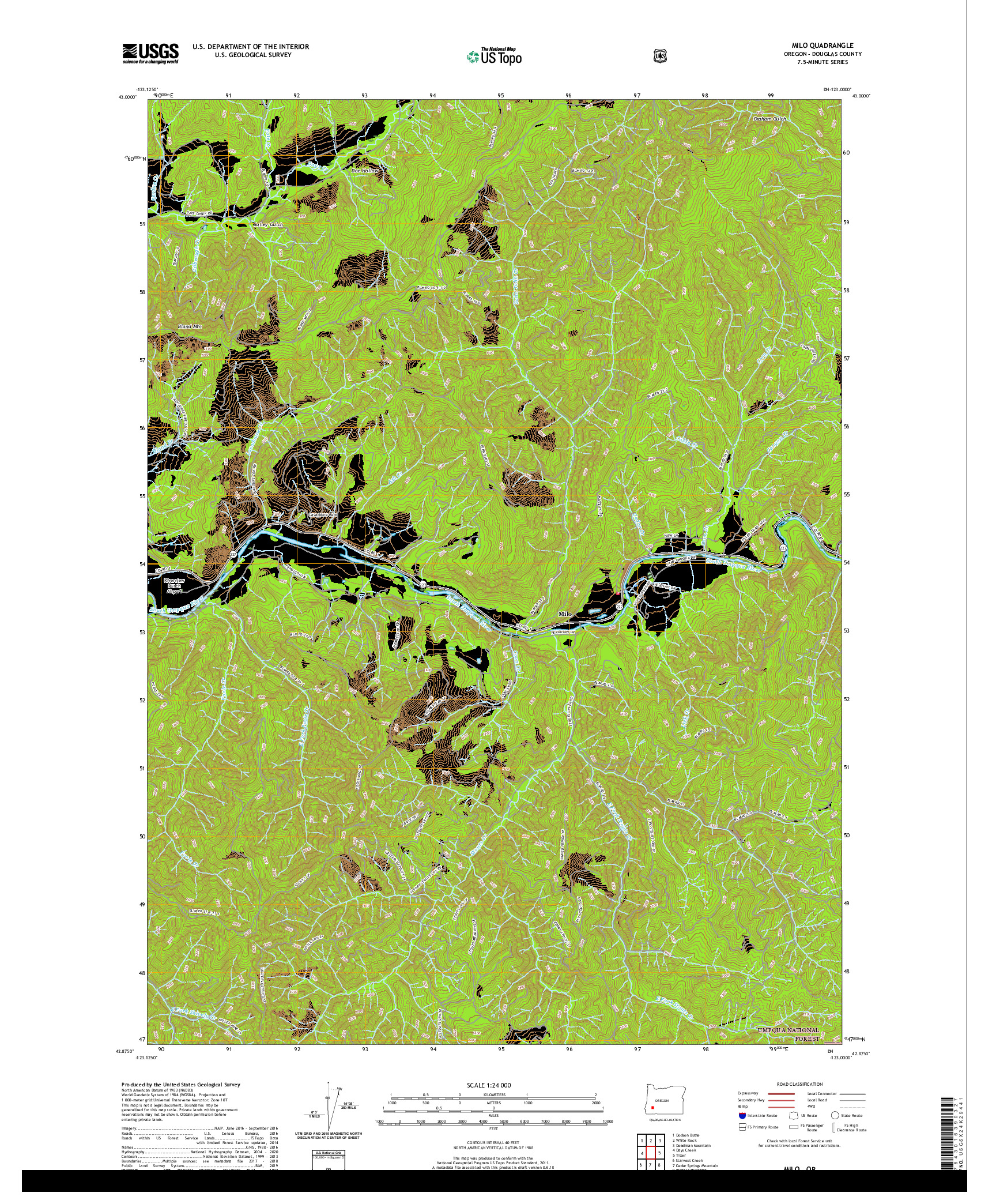 USGS US TOPO 7.5-MINUTE MAP FOR MILO, OR 2020