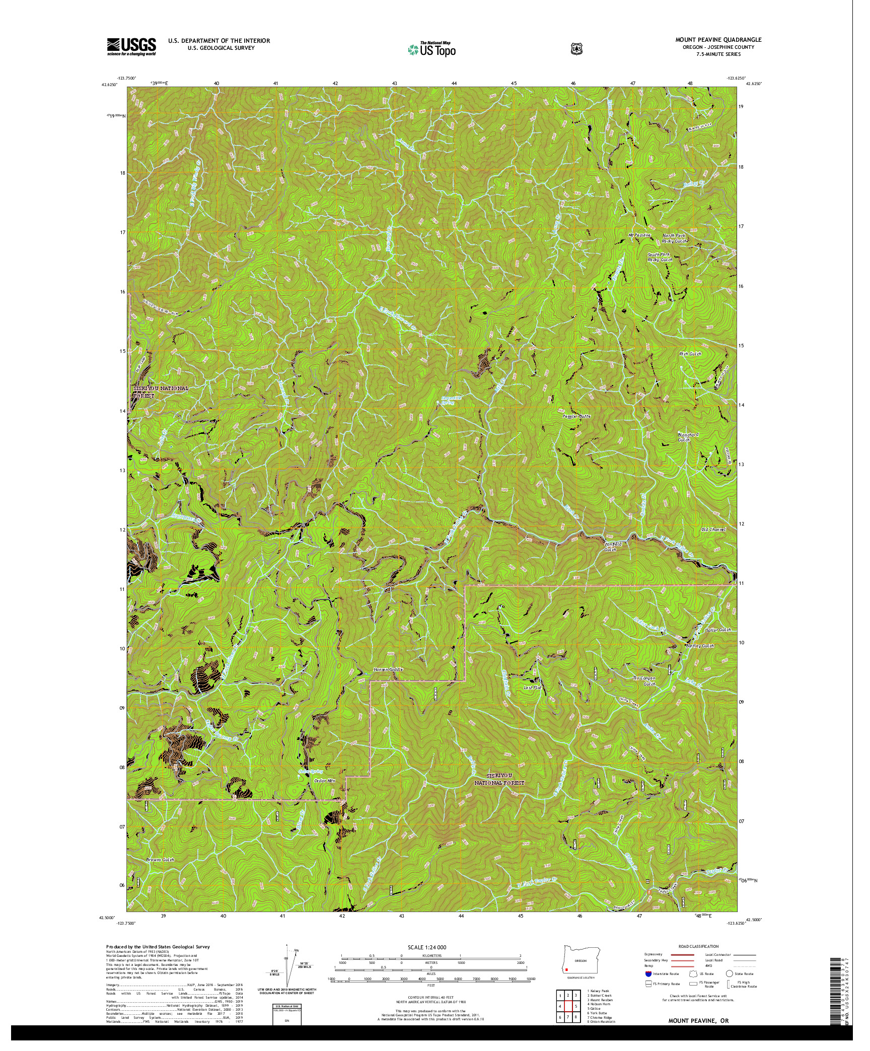 USGS US TOPO 7.5-MINUTE MAP FOR MOUNT PEAVINE, OR 2020