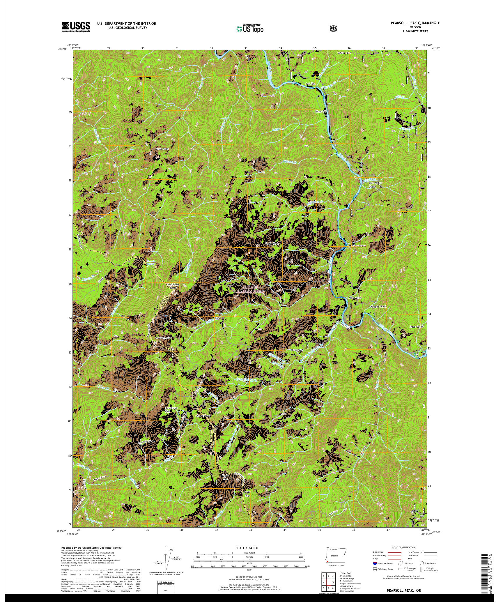 USGS US TOPO 7.5-MINUTE MAP FOR PEARSOLL PEAK, OR 2020