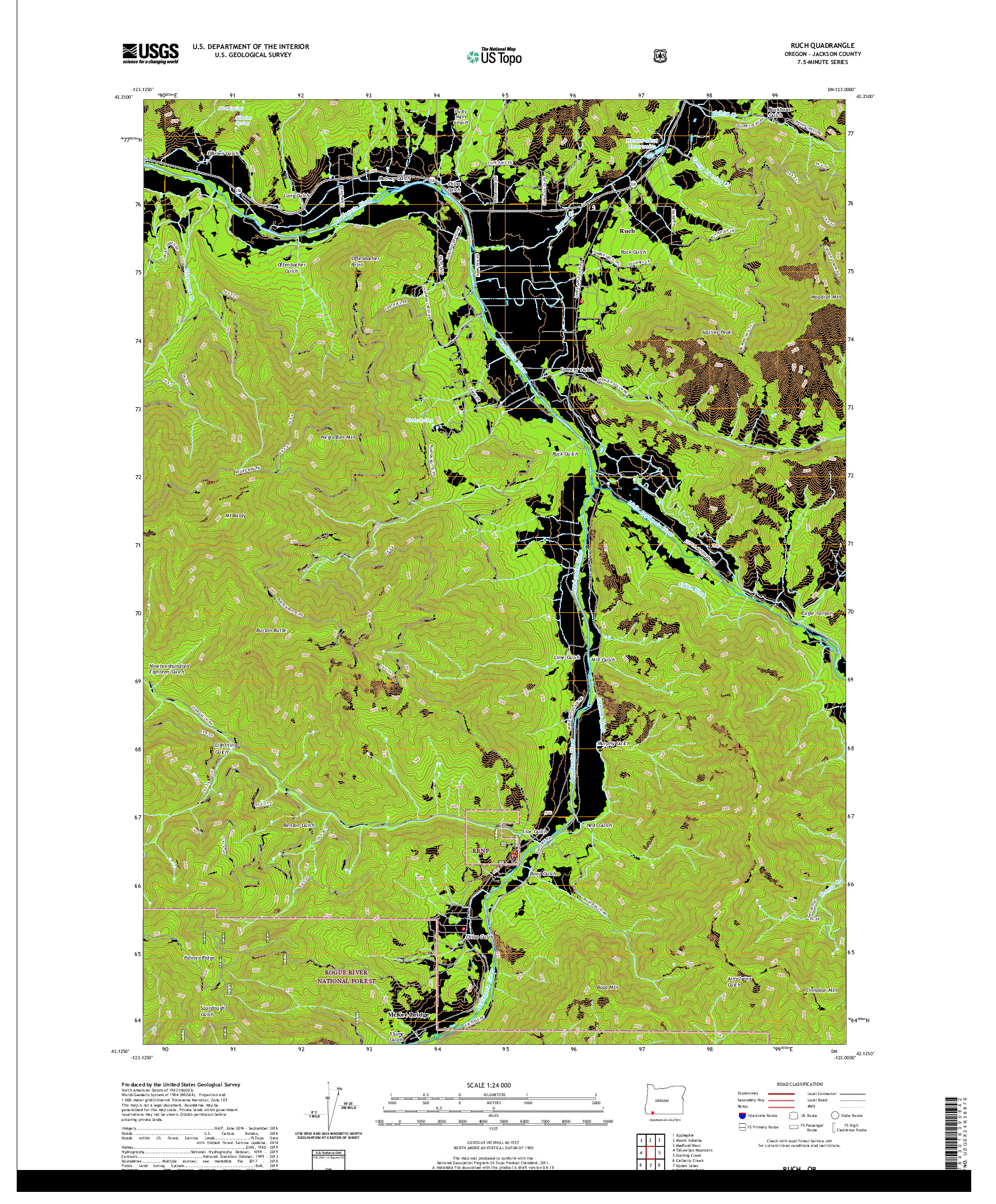 USGS US TOPO 7.5-MINUTE MAP FOR RUCH, OR 2020