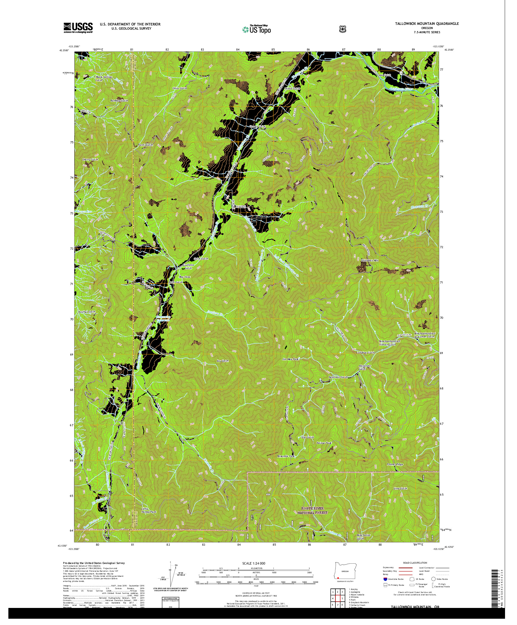 USGS US TOPO 7.5-MINUTE MAP FOR TALLOWBOX MOUNTAIN, OR 2020