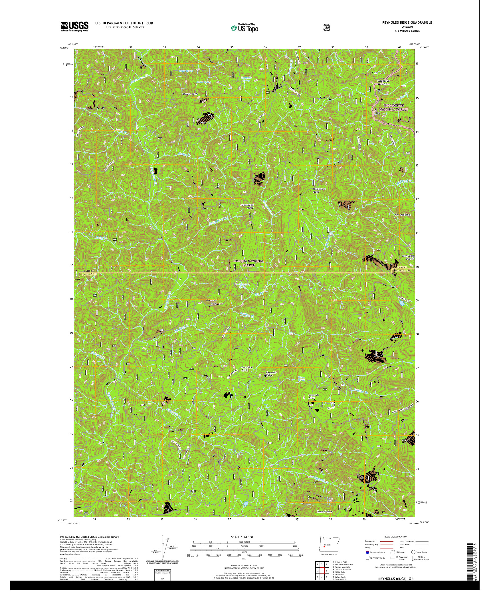 USGS US TOPO 7.5-MINUTE MAP FOR REYNOLDS RIDGE, OR 2020