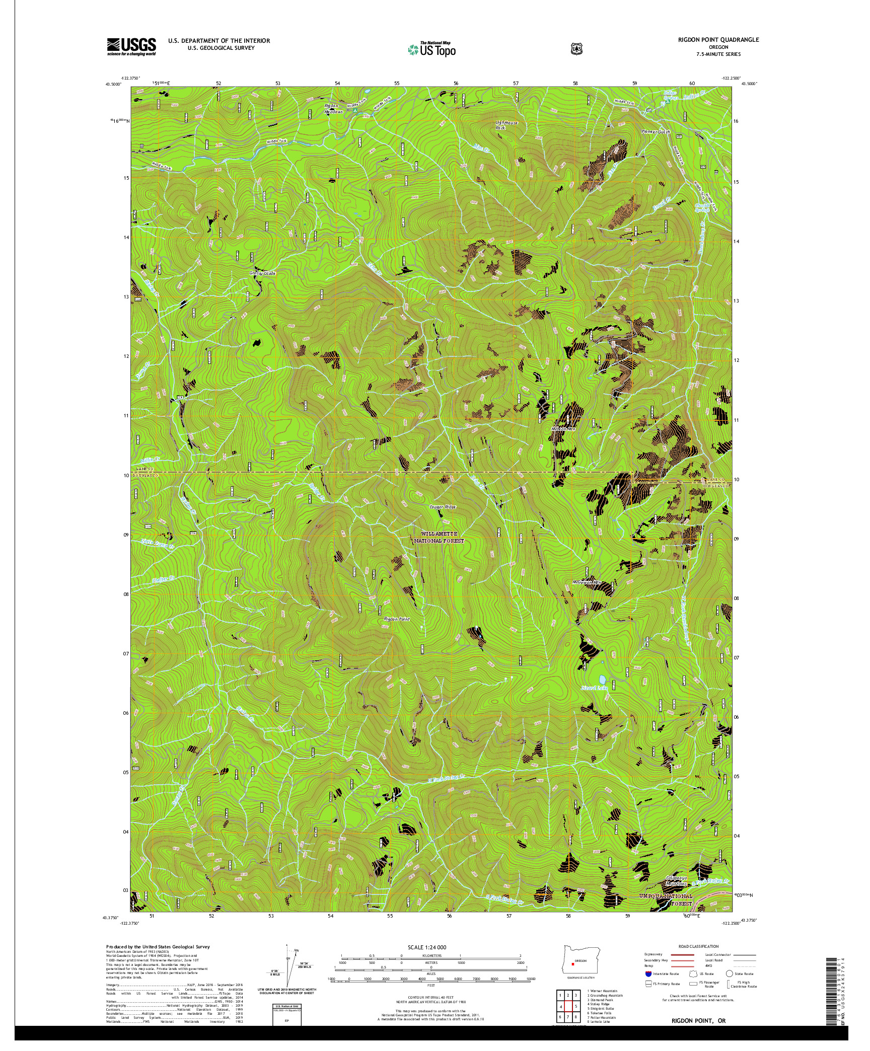 USGS US TOPO 7.5-MINUTE MAP FOR RIGDON POINT, OR 2020